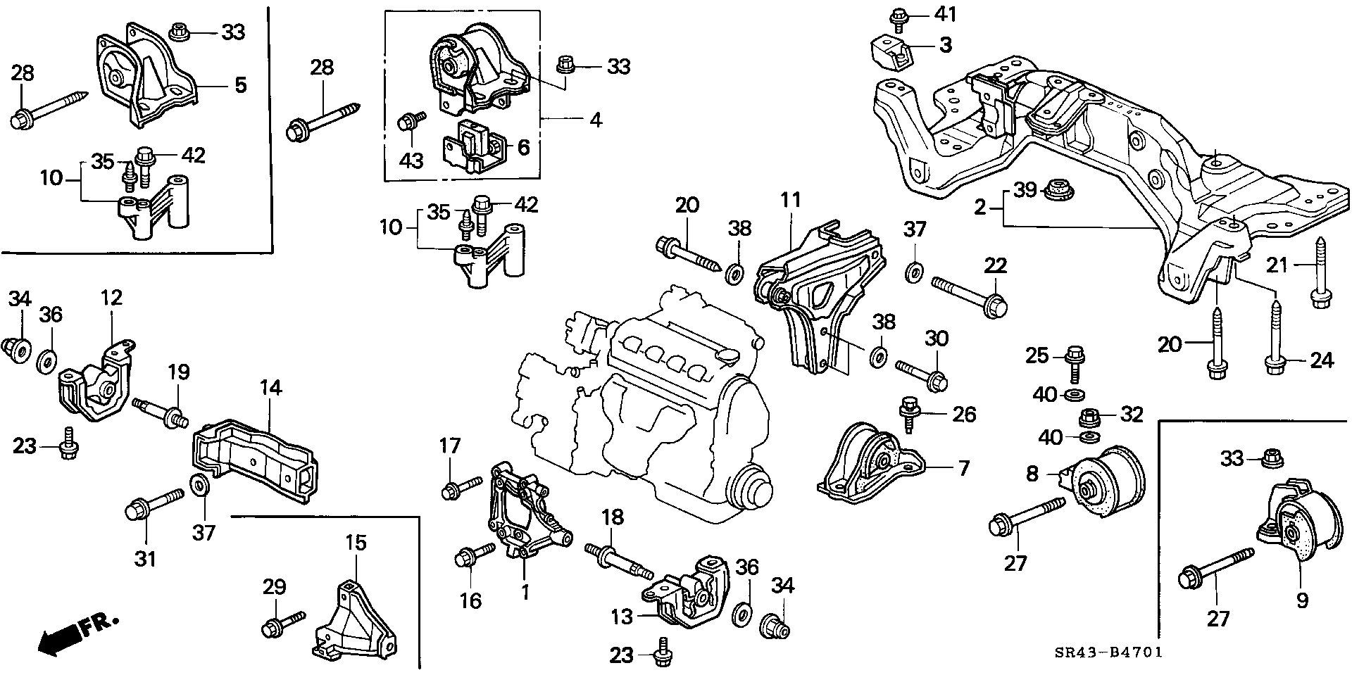 Diagram ENGINE MOUNT (2) for your 1989 Honda Accord Coupe 2.0L MT DX 