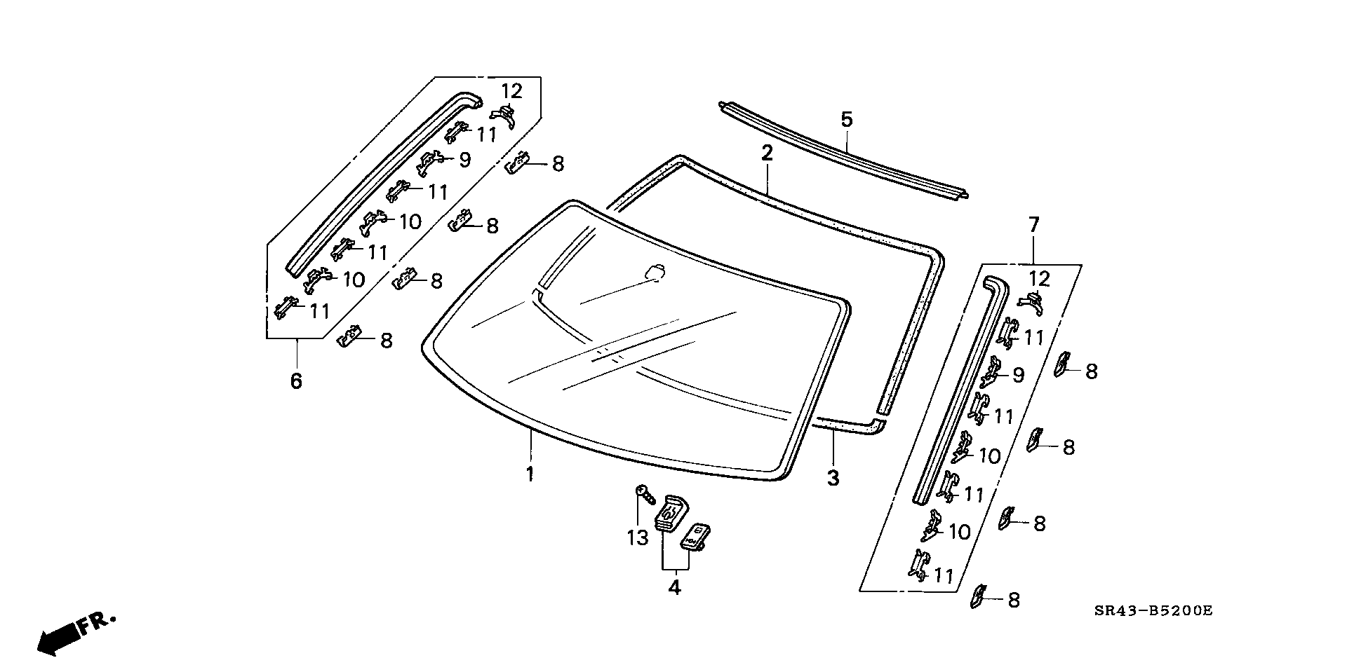 Diagram FRONT WINDSHIELD for your 2017 Honda Civic   