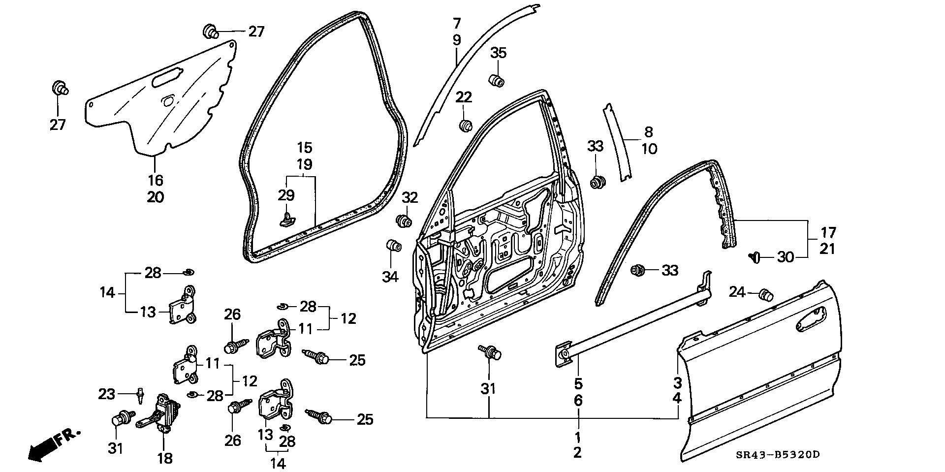 Diagram FRONT DOOR PANELS for your Honda Civic  