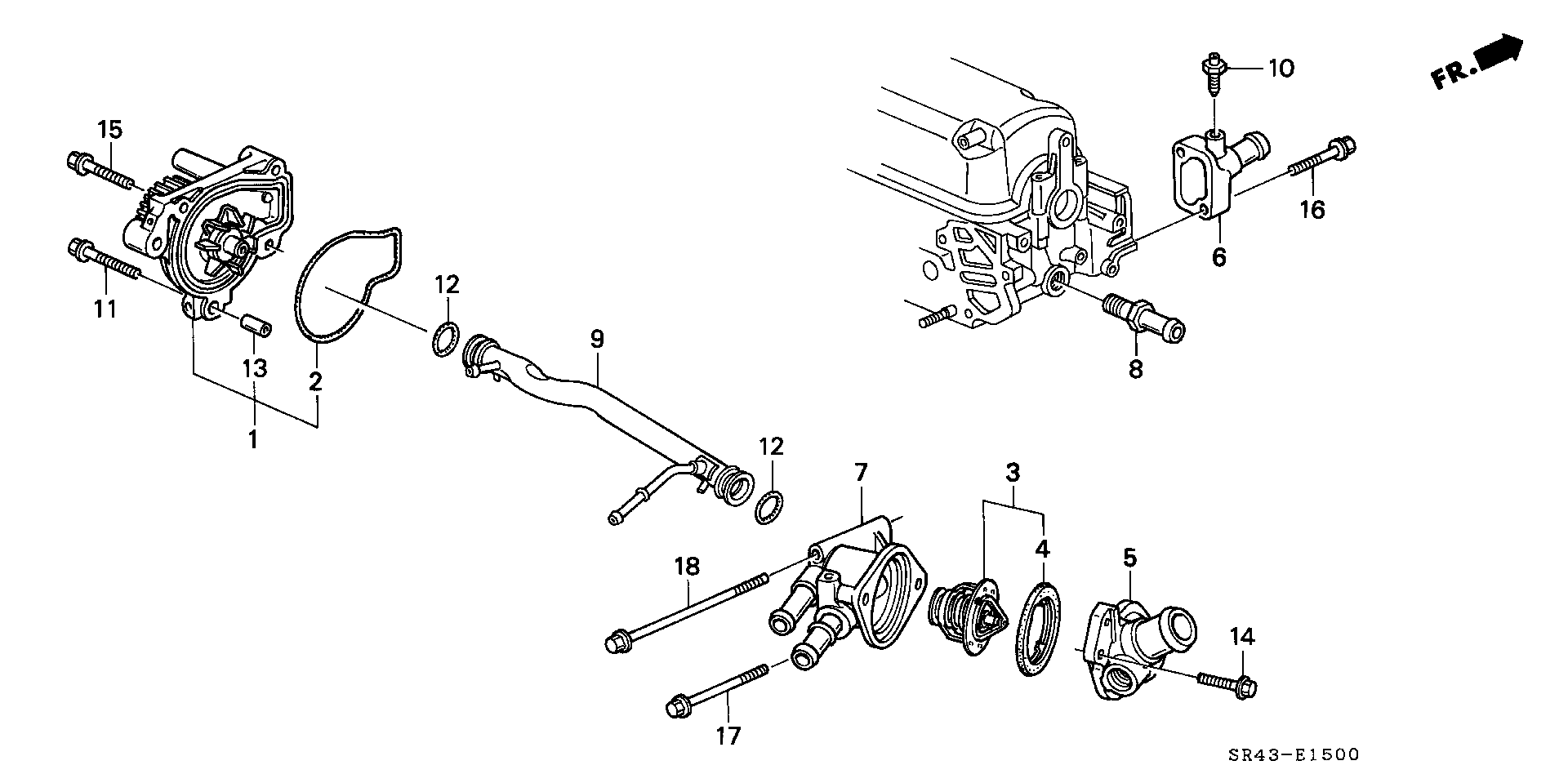 Diagram WATER PUMP@THERMOSTAT for your 1998 Honda Civic Hatchback   