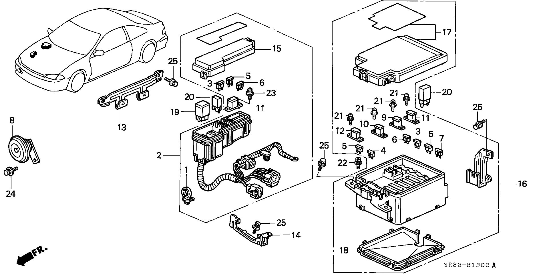 Diagram CONTROL UNIT (ENGINE ROOM) for your 1995 Honda