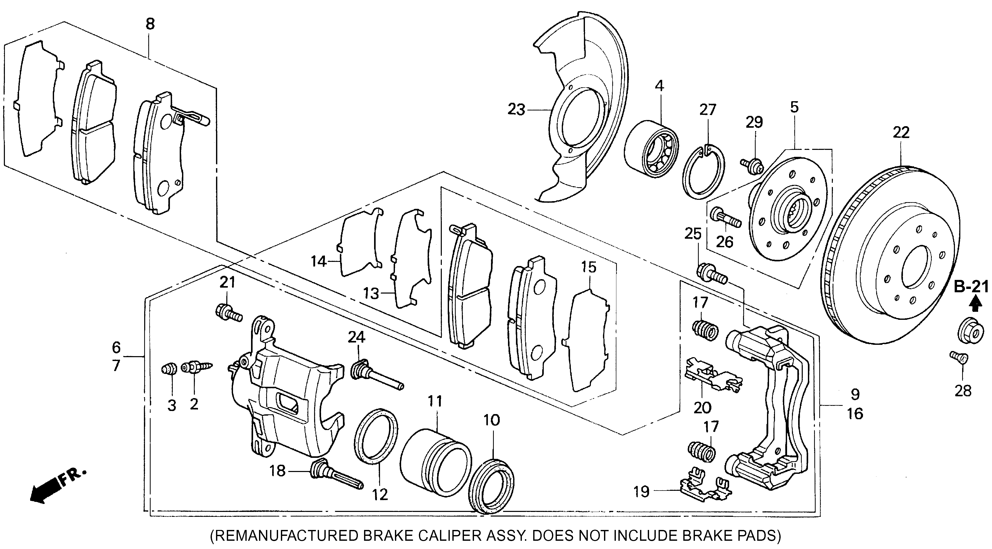 Honda Civic Coupe Seal, piston. Brake, front, caliper, brakes - 45217 ...