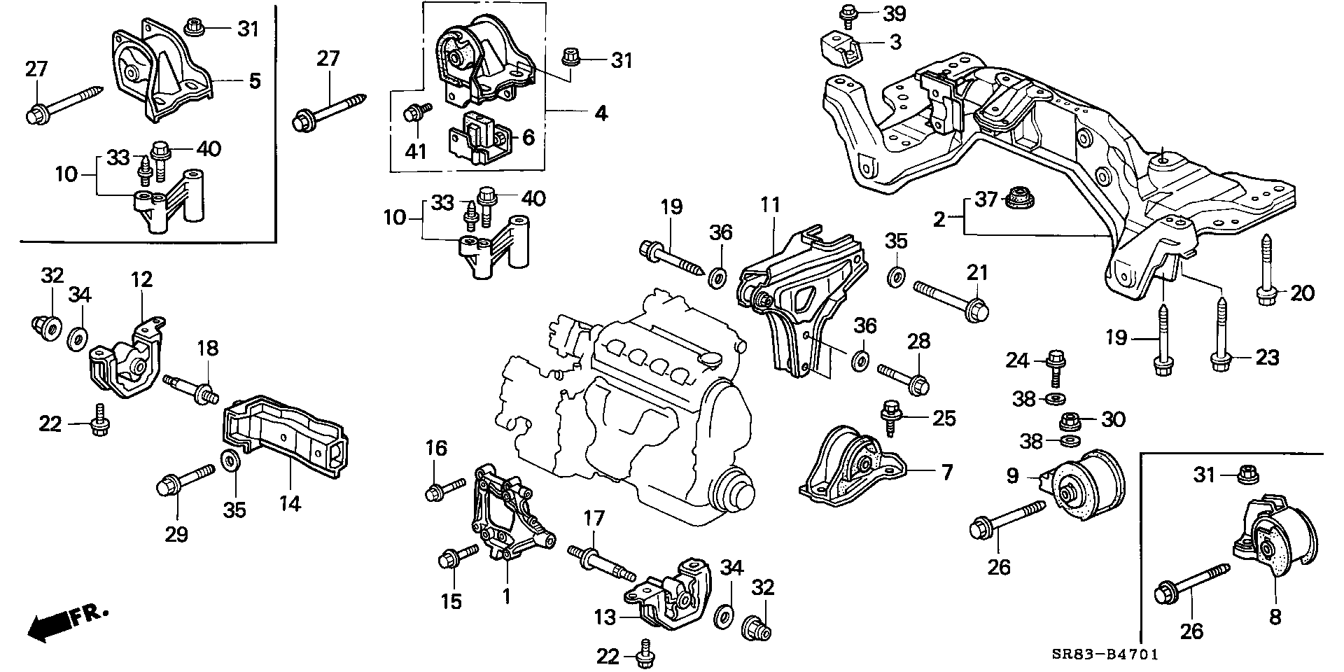 Diagram ENGINE MOUNT for your 1989 Honda Accord Coupe 2.0L MT DX 