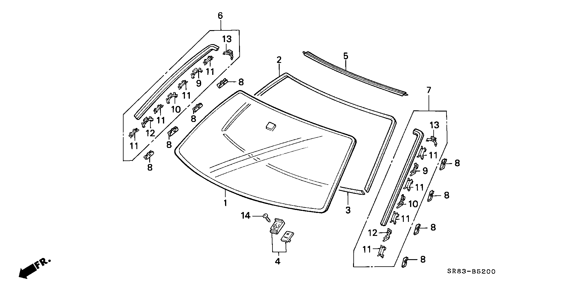 Diagram FRONT WINDSHIELD for your 2004 Honda Civic   