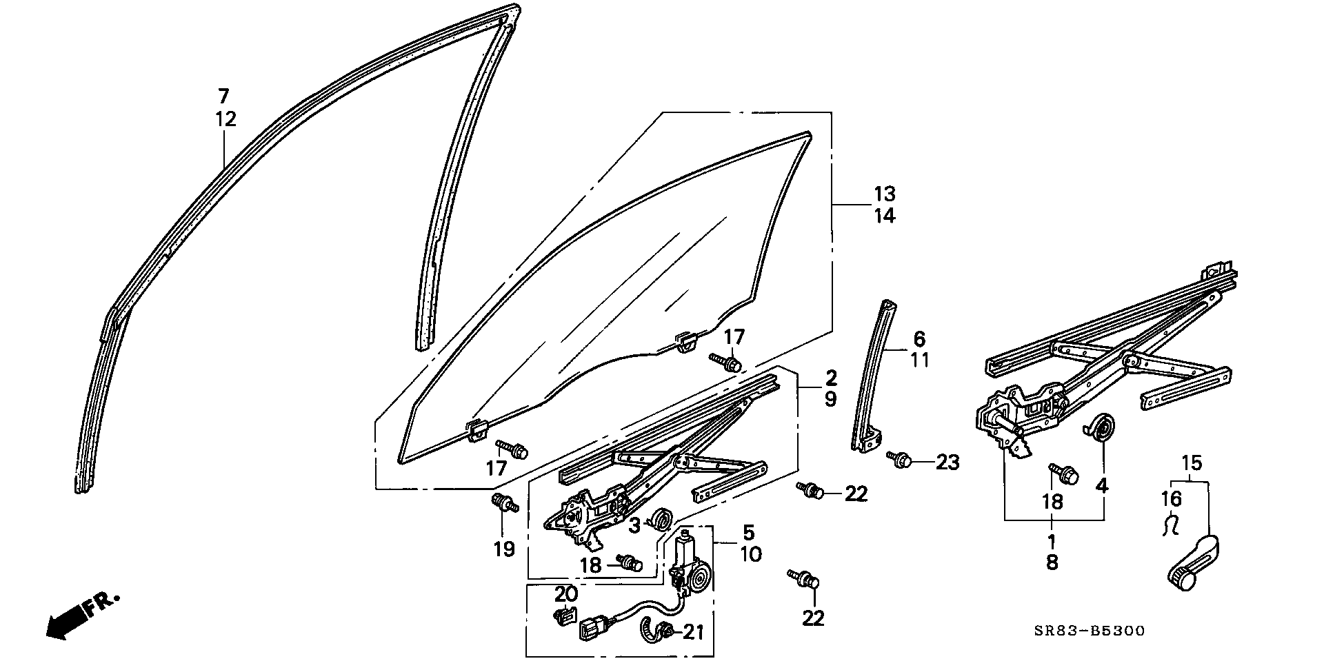 Diagram DOOR GLASS for your 1995 Honda