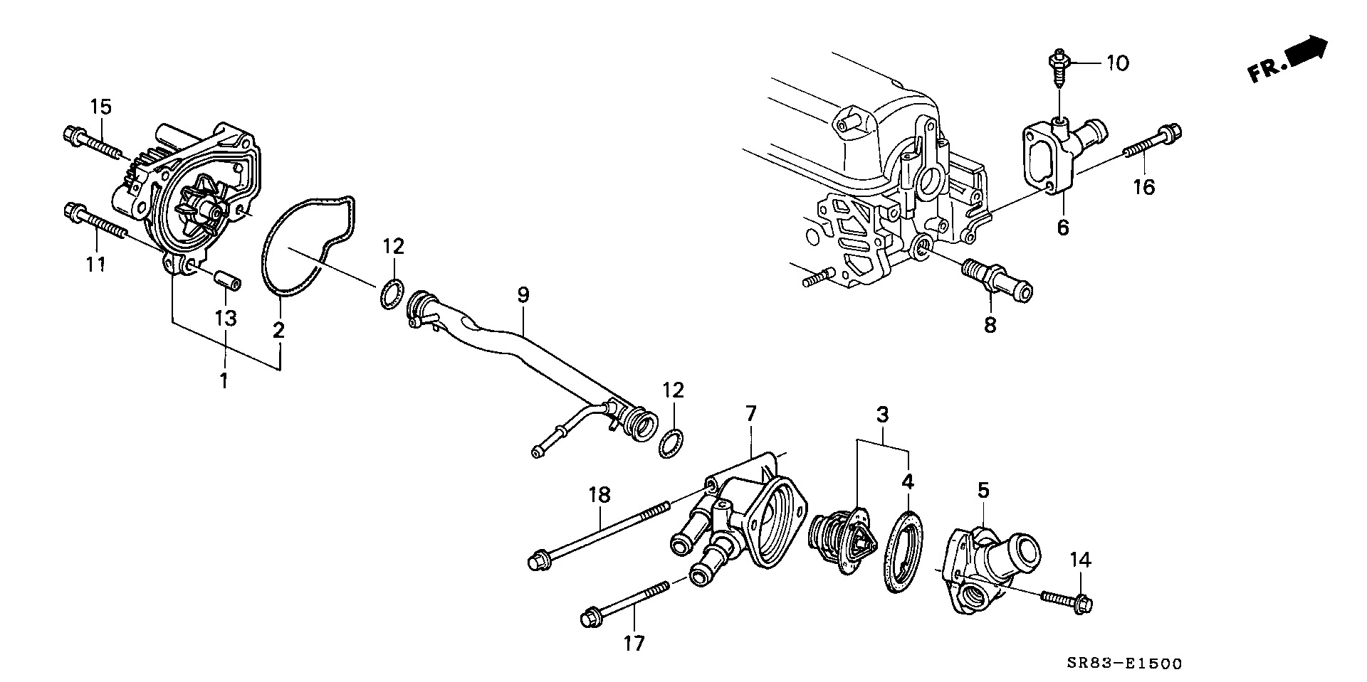 Diagram WATER PUMP@THERMOSTAT for your 1998 Honda Civic Hatchback   