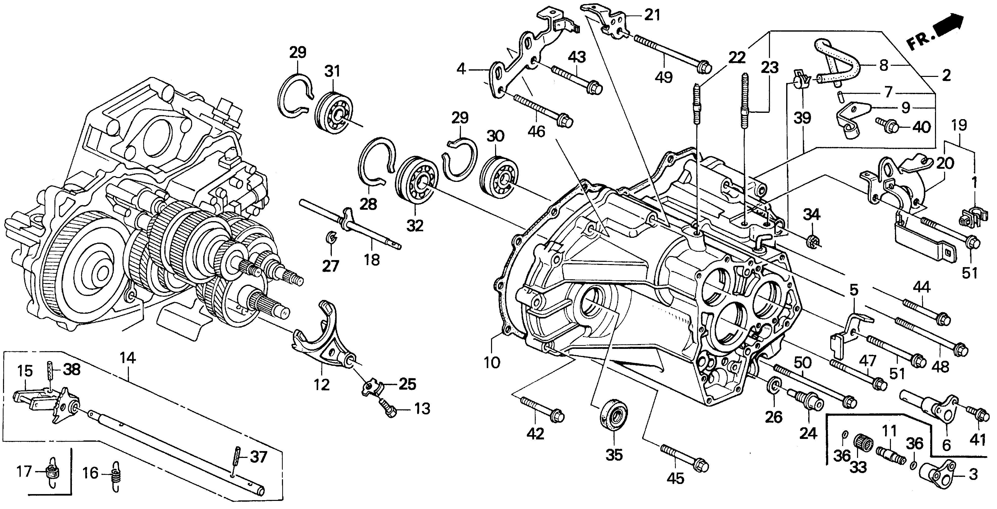 Diagram TRANSMISSION HOUSING for your 1990 Honda Accord Coupe 2.2L AT LX 