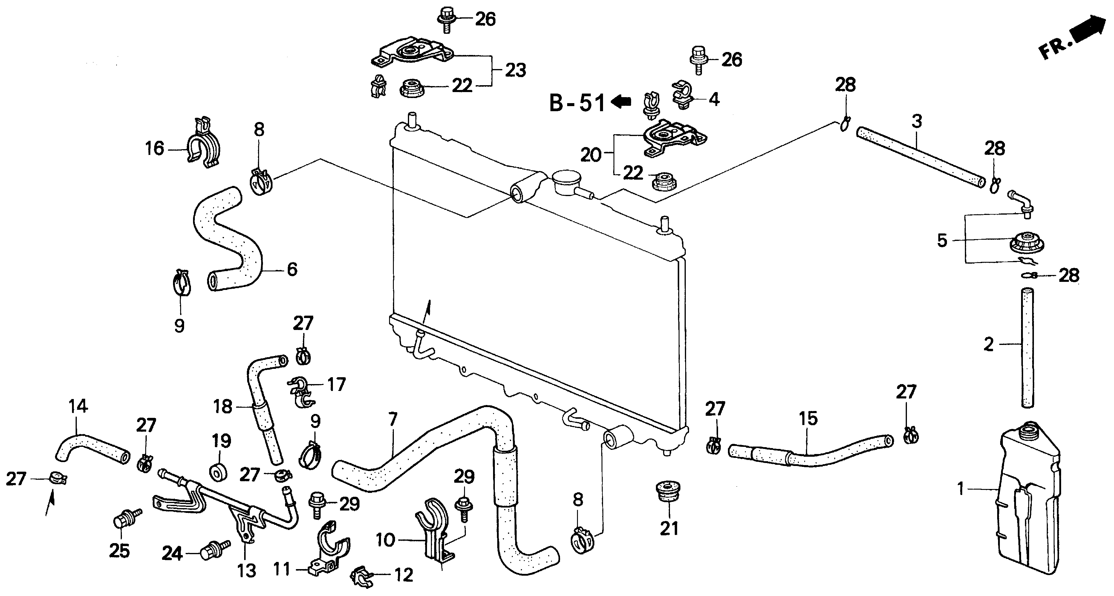 Diagram RADIATOR HOSE for your 1990 Honda Accord Coupe 2.2L AT LX 