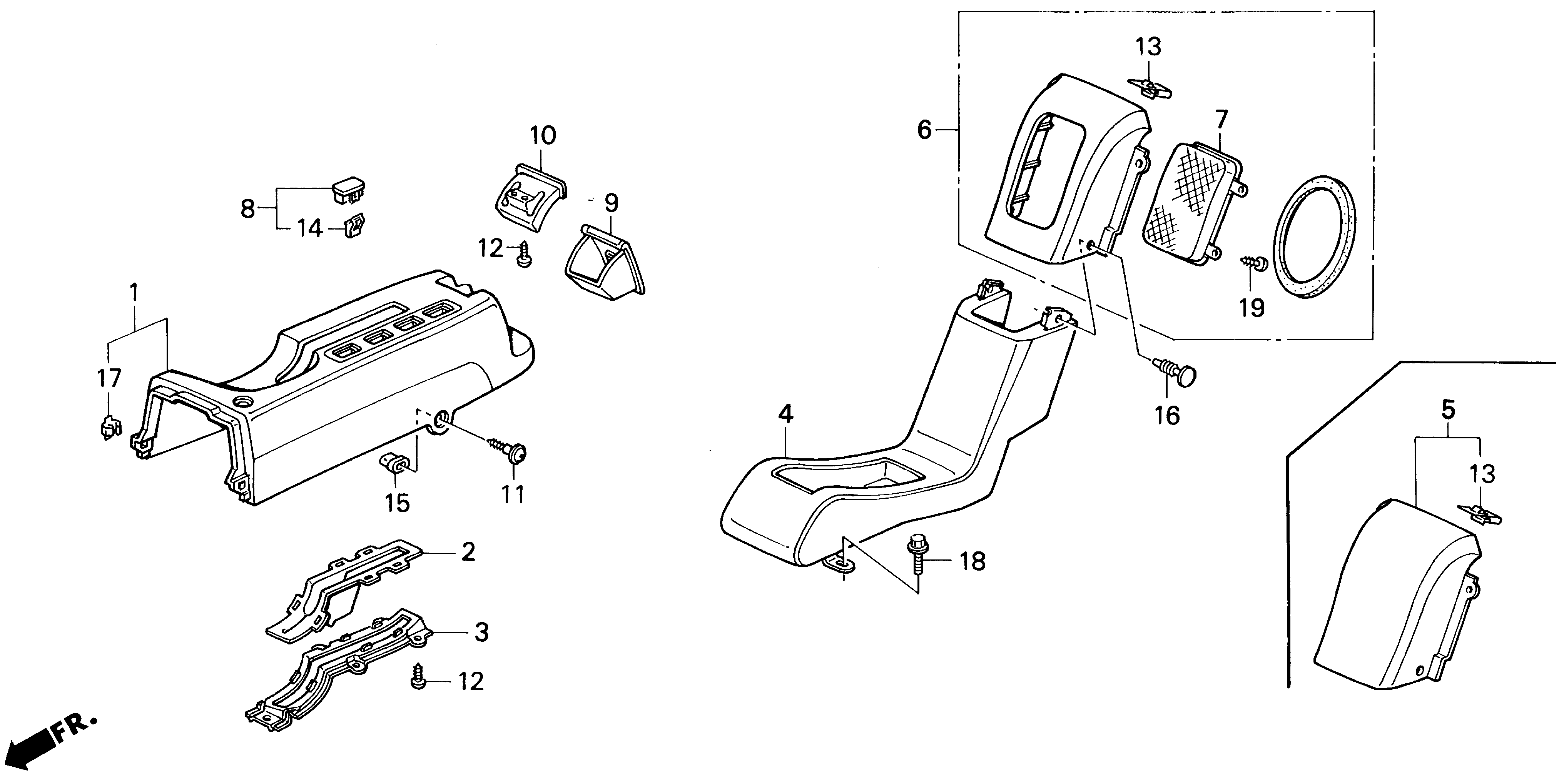 Diagram CONSOLE (2) for your 1998 Honda Civic Hatchback   