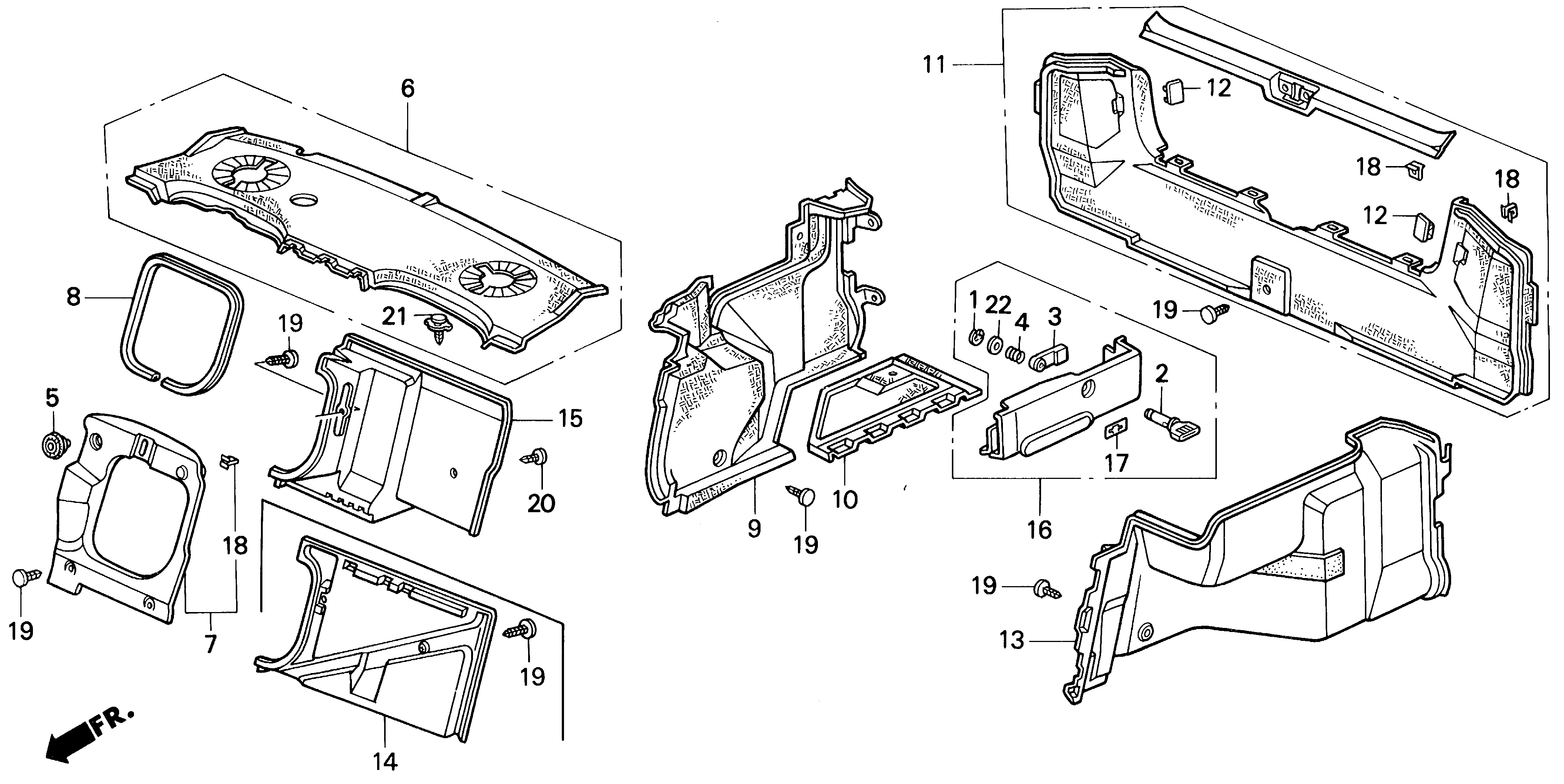 Diagram TRUNK LINING for your 1996 Honda