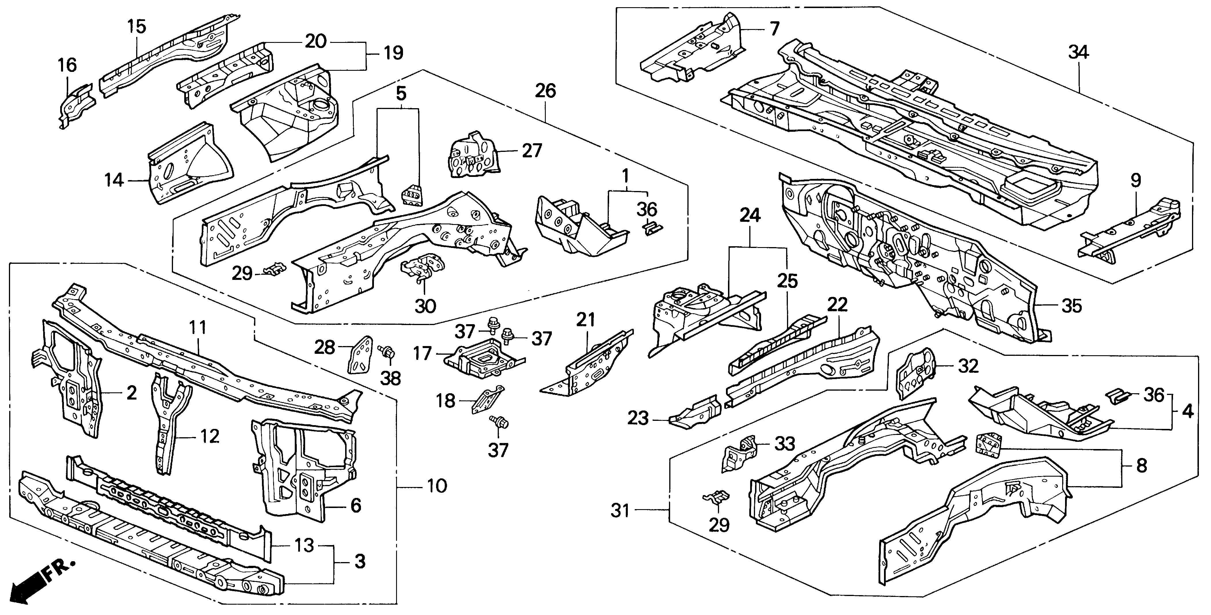 Diagram FRONT BULKHEAD for your Honda