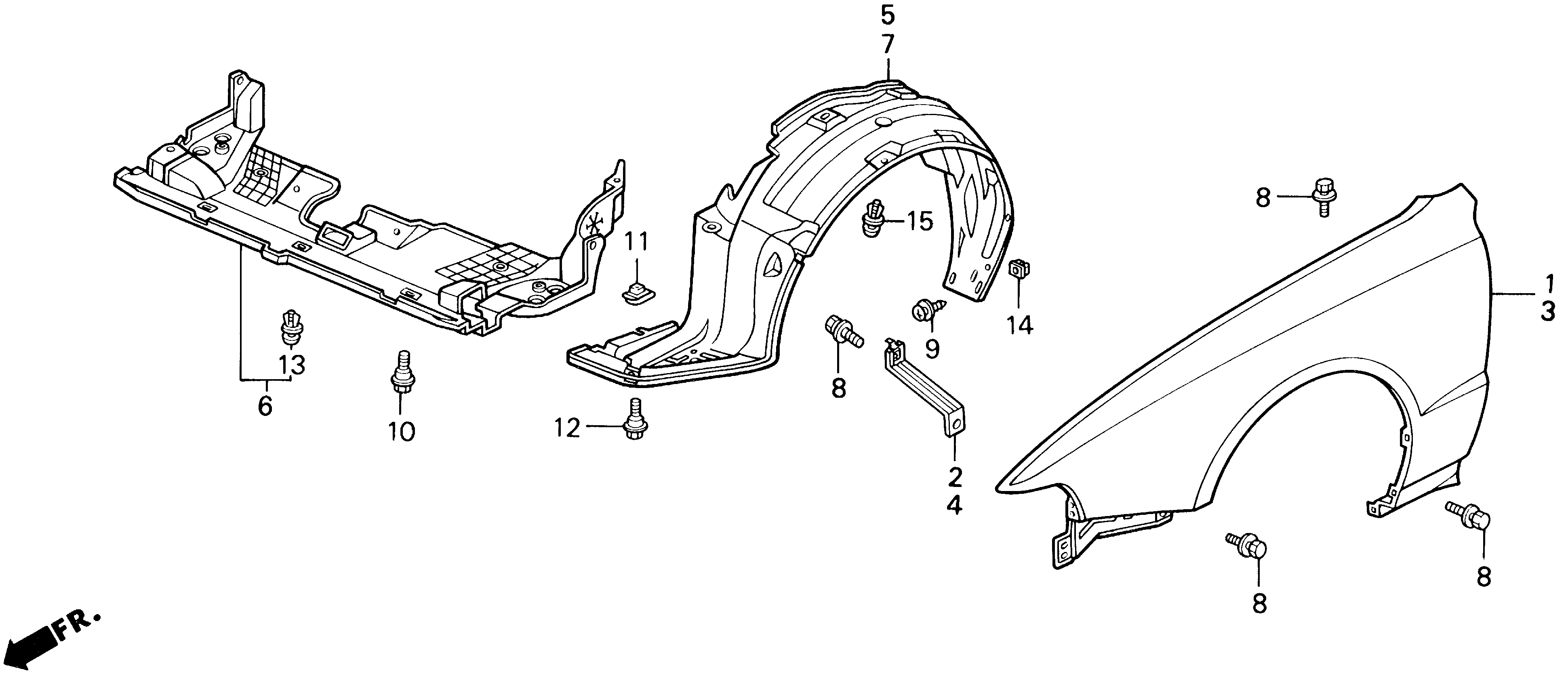 Diagram FRONT FENDER for your Honda Prelude  