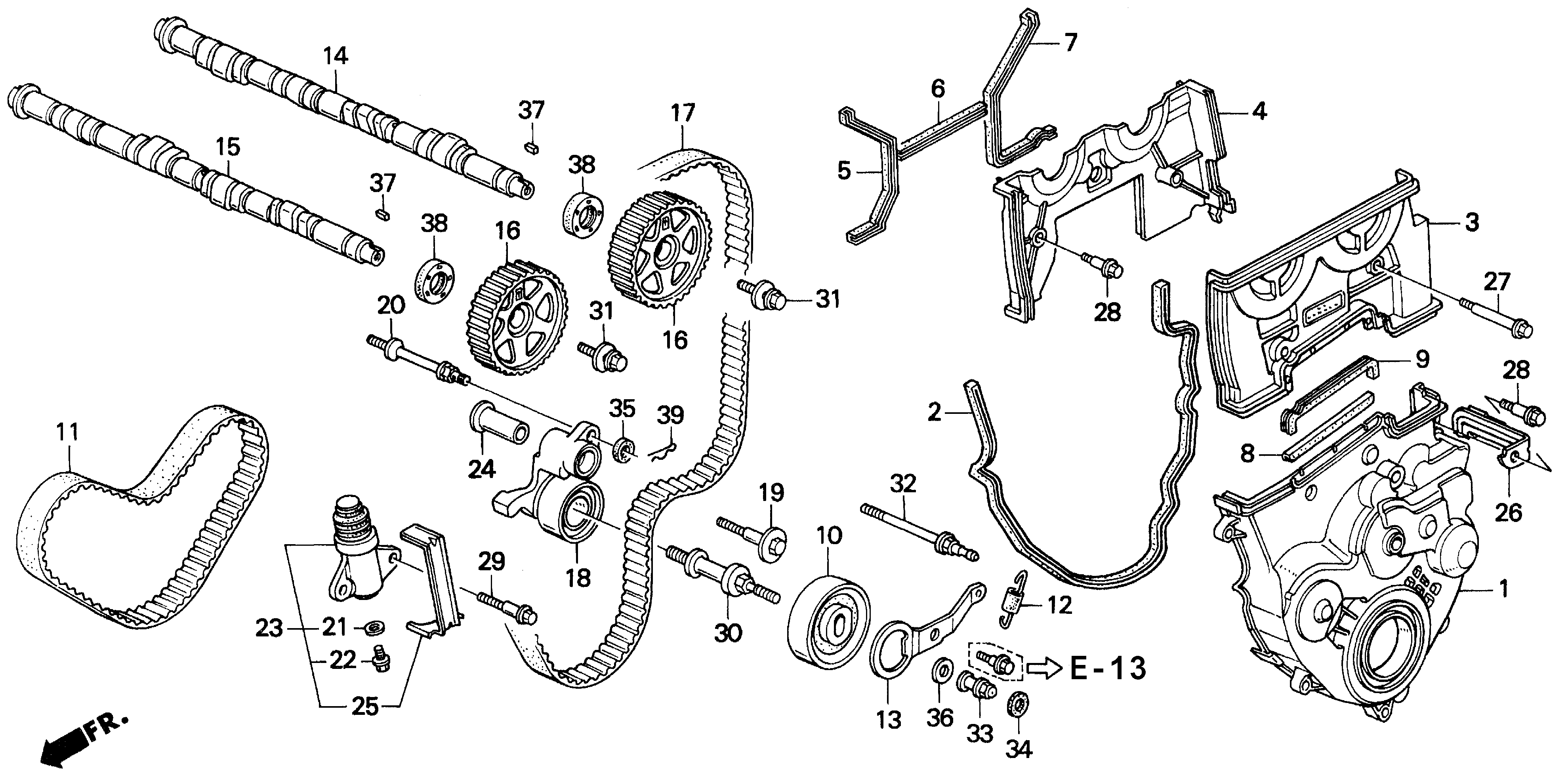 Diagram CAMSHAFT@TIMING BELT (3) for your 1992 Honda Accord Coupe 2.2L AT DX 