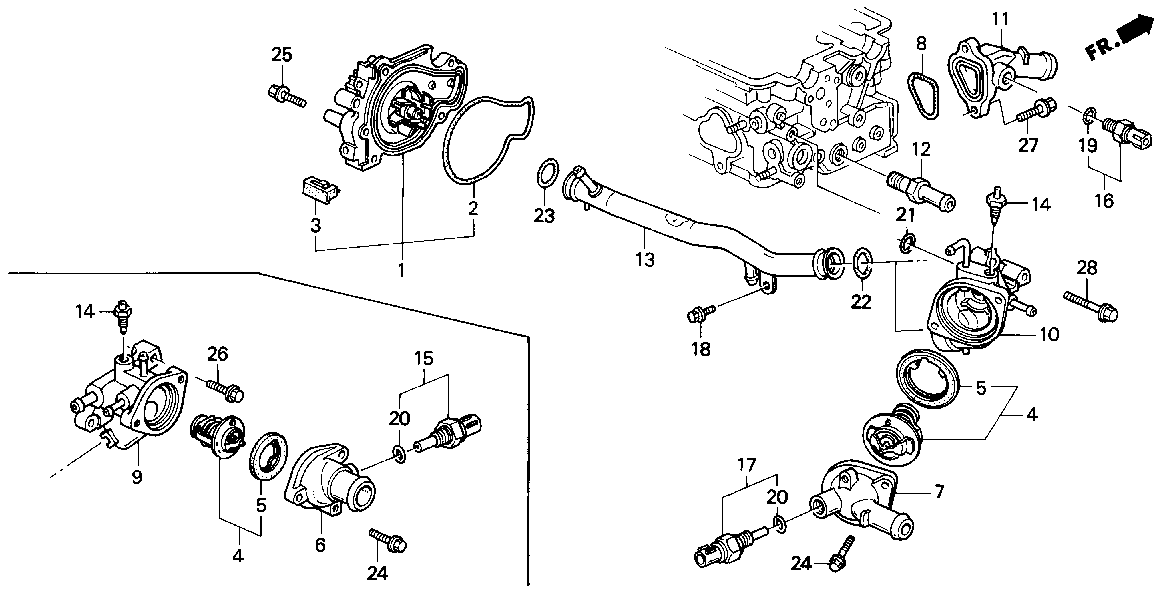 Diagram WATER PUMP@THERMOSTAT for your 1982 Honda Civic Hatchback   