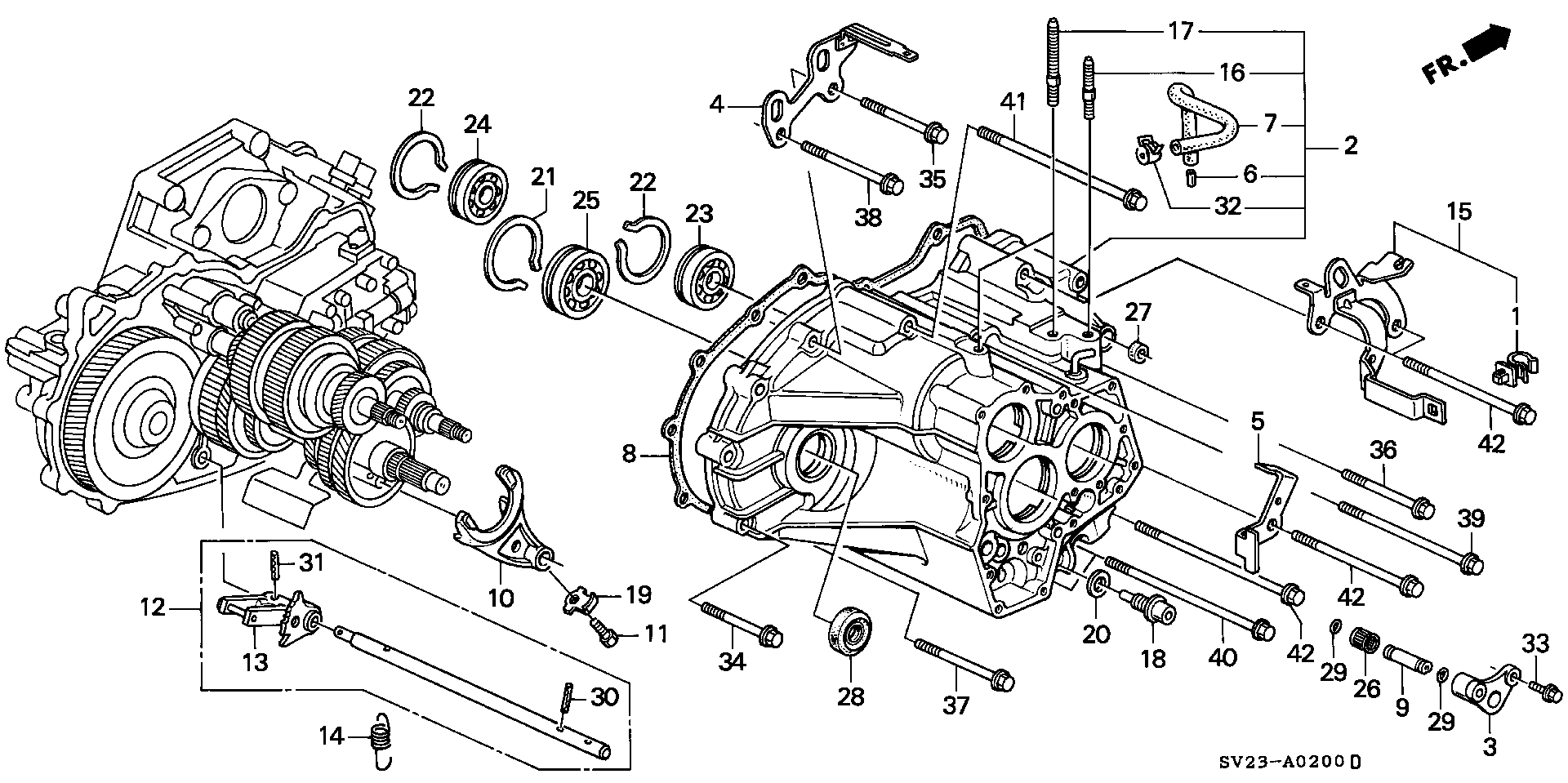 Diagram TRANSMISSION HOUSING for your 1990 Honda Accord Coupe 2.2L AT LX 