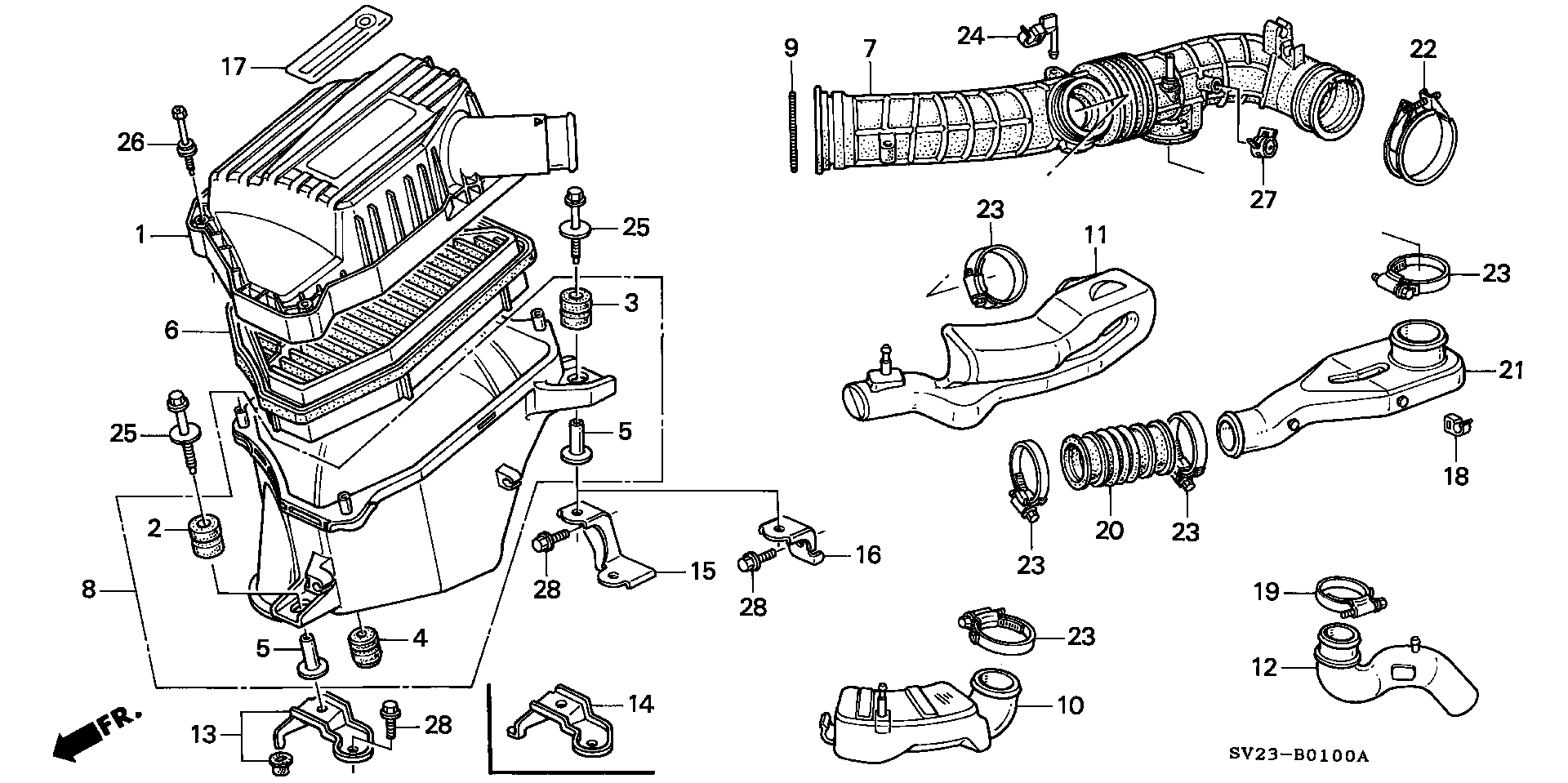 Diagram AIR CLEANER for your 1994 Honda Accord Coupe   