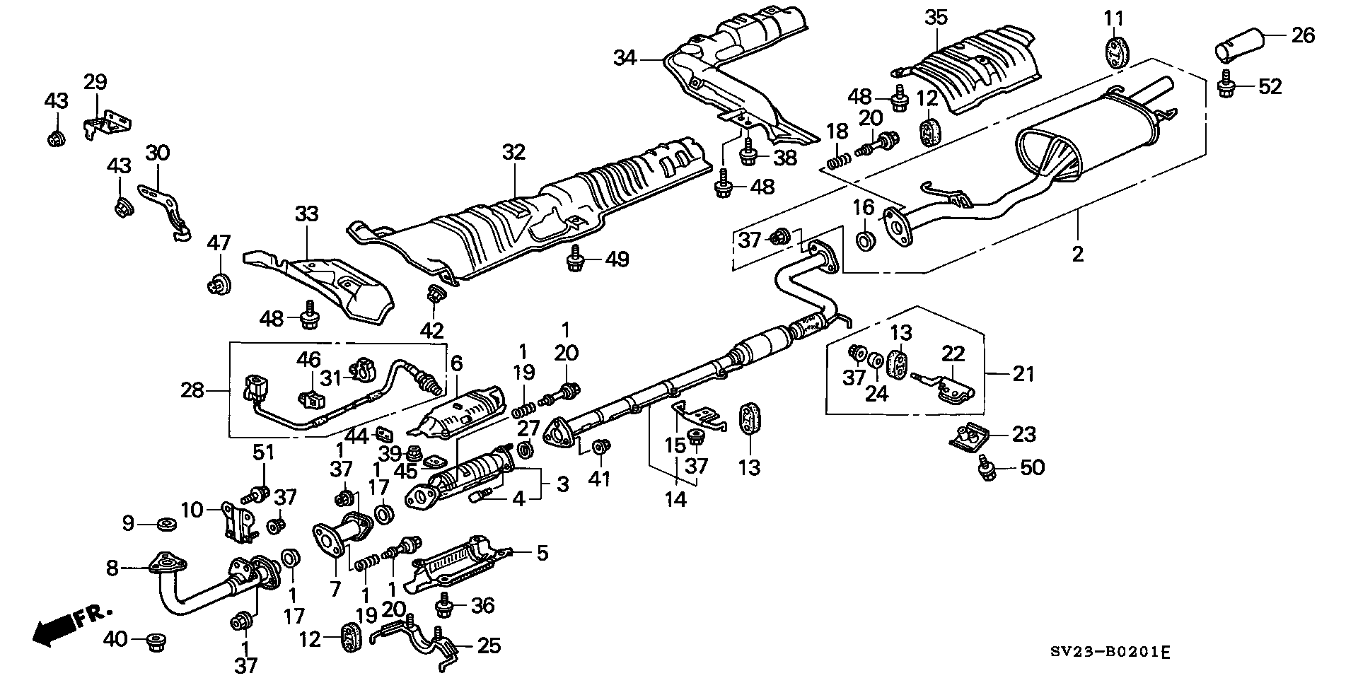 Diagram EXHAUST PIPE (2) for your 1990 Honda Accord Coupe 2.2L AT LX 