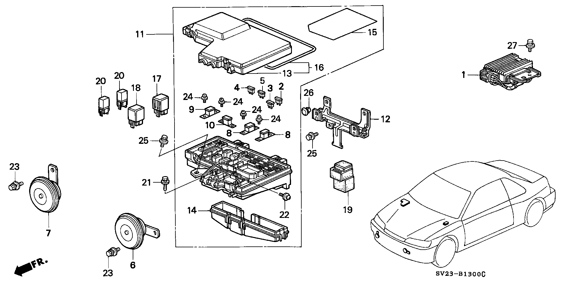 Diagram CONTROL UNIT (ENGINE ROOM) for your Honda