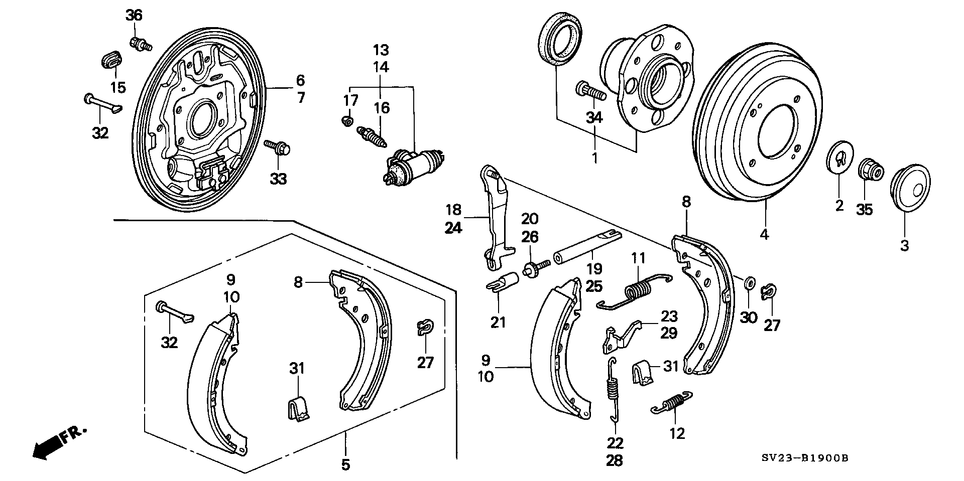 Diagram REAR BRAKE (DRUM) for your 2009 Honda Accord   