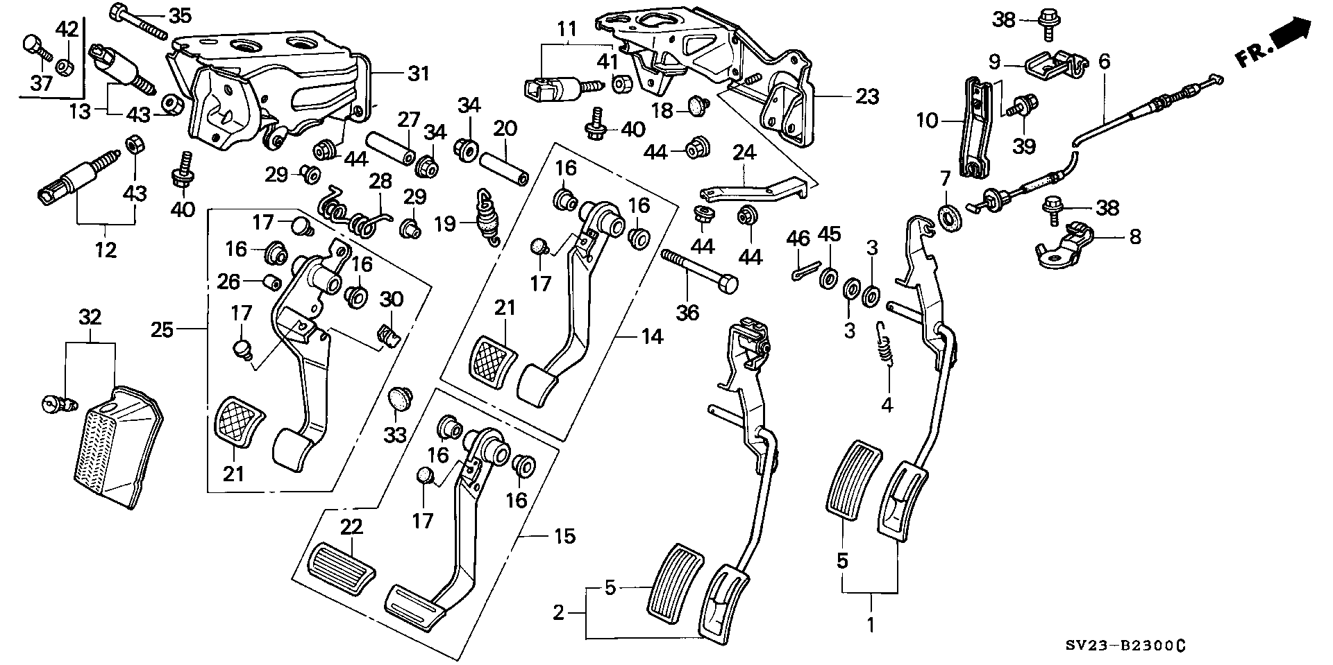 Diagram PEDAL for your 1997 Honda Accord Coupe 2.2L MT LX 