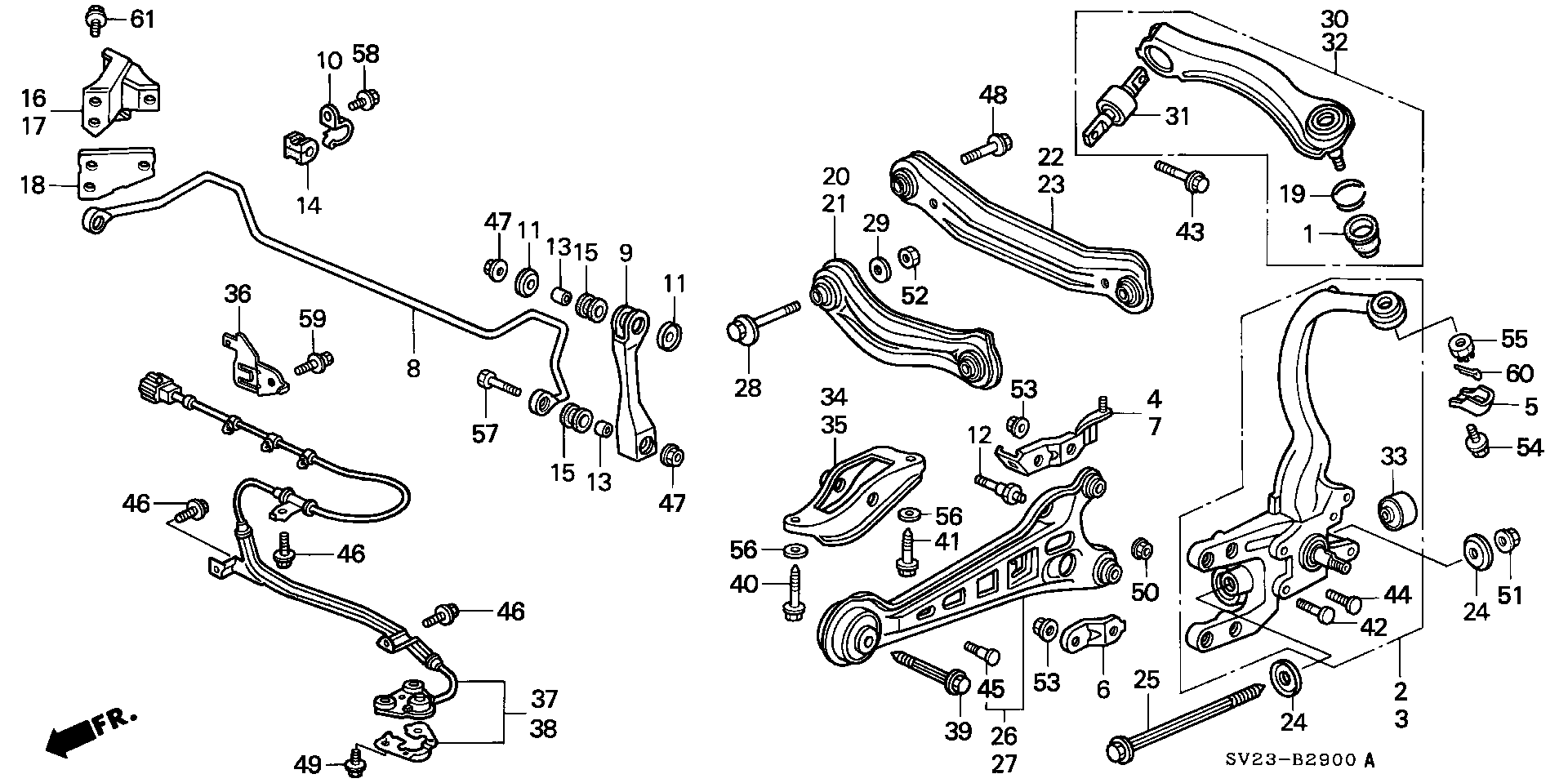 Diagram REAR LOWER ARM for your 1997 Honda Accord Coupe 2.2L MT LX 