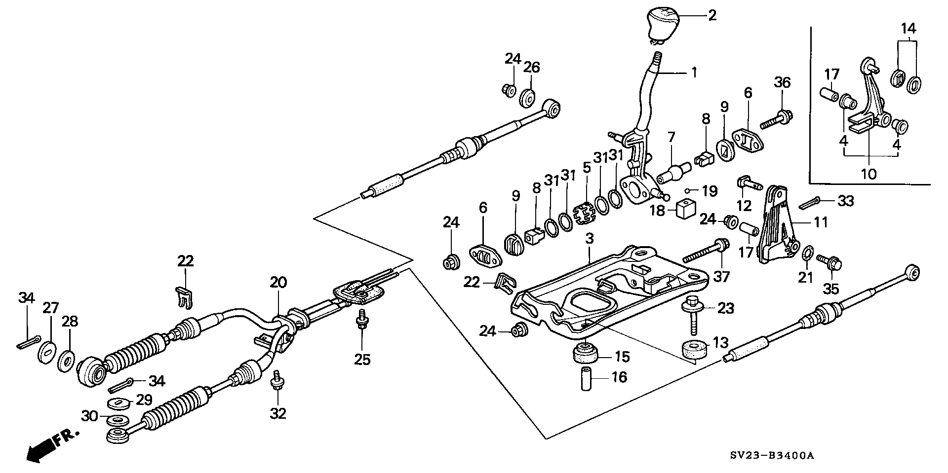 Diagram SHIFT LEVER for your 1996 Honda Accord Coupe 2.2L VTEC MT EX 