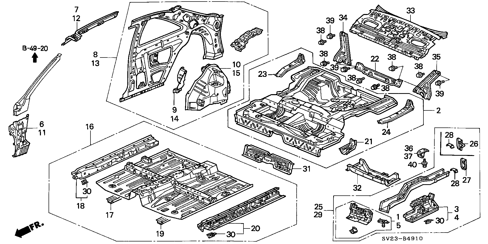 Diagram INNER PANEL for your 1990 Honda Civic Hatchback   