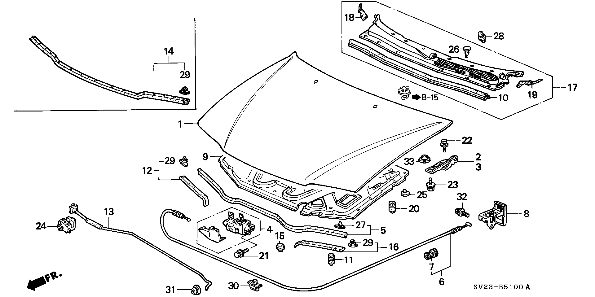 Diagram ENGINE HOOD for your Honda Accord Coupe  