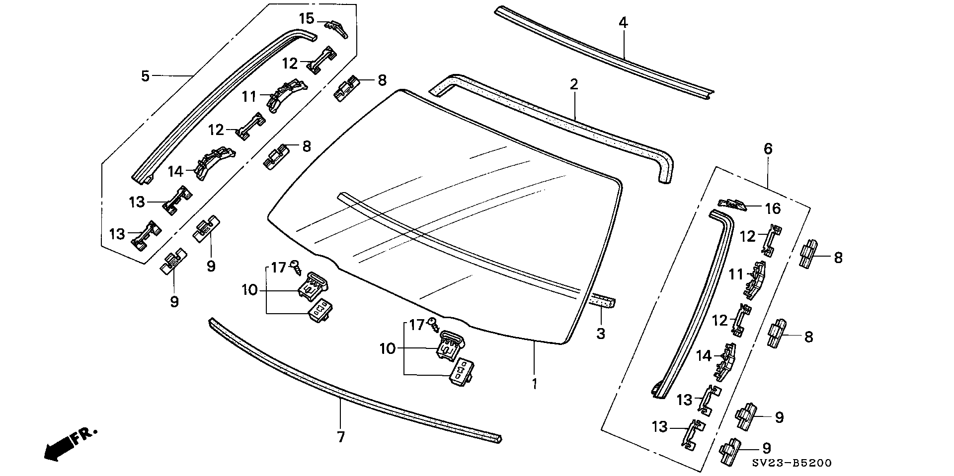 Diagram FRONT WINDSHIELD for your Honda