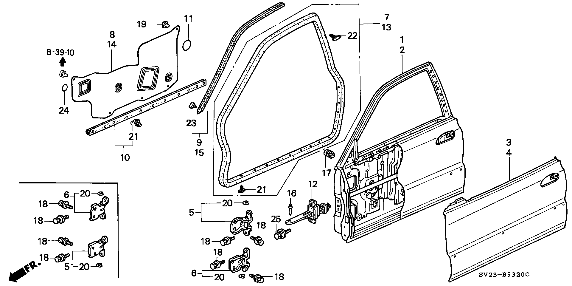 Diagram DOOR PANEL for your 1990 Honda Civic Wagon   