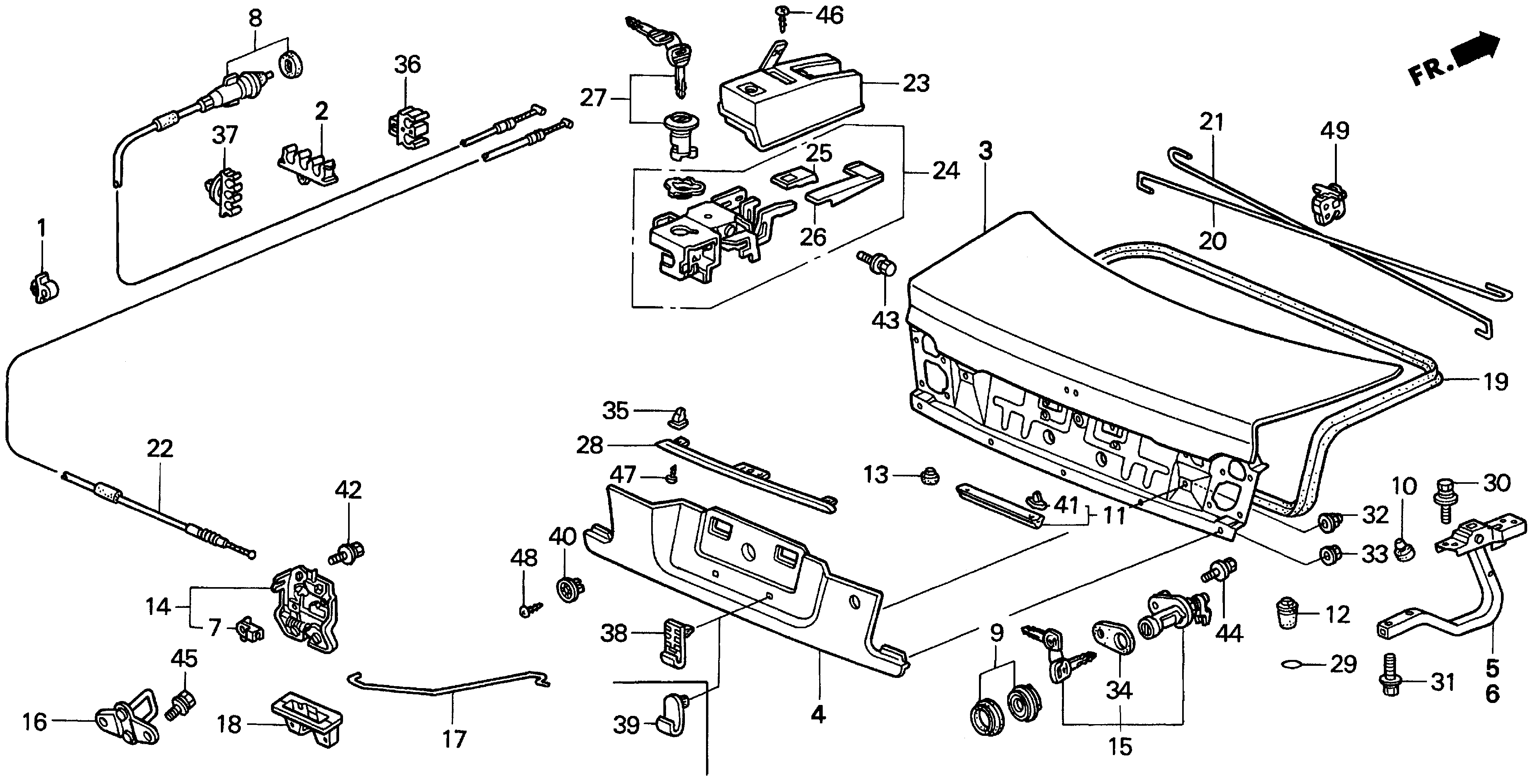 Diagram TRUNK LID (2) for your 1997 Honda Accord Coupe 2.2L MT LX 