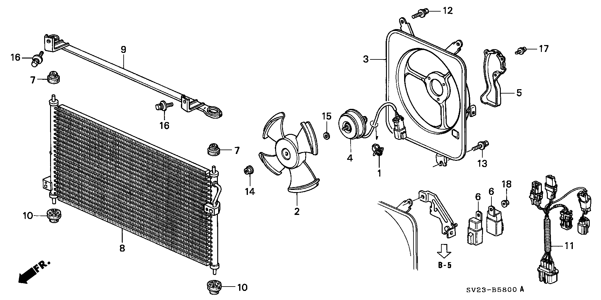 Diagram AIR CONDITIONER (CONDENSER) for your 1996 Honda Accord Coupe   