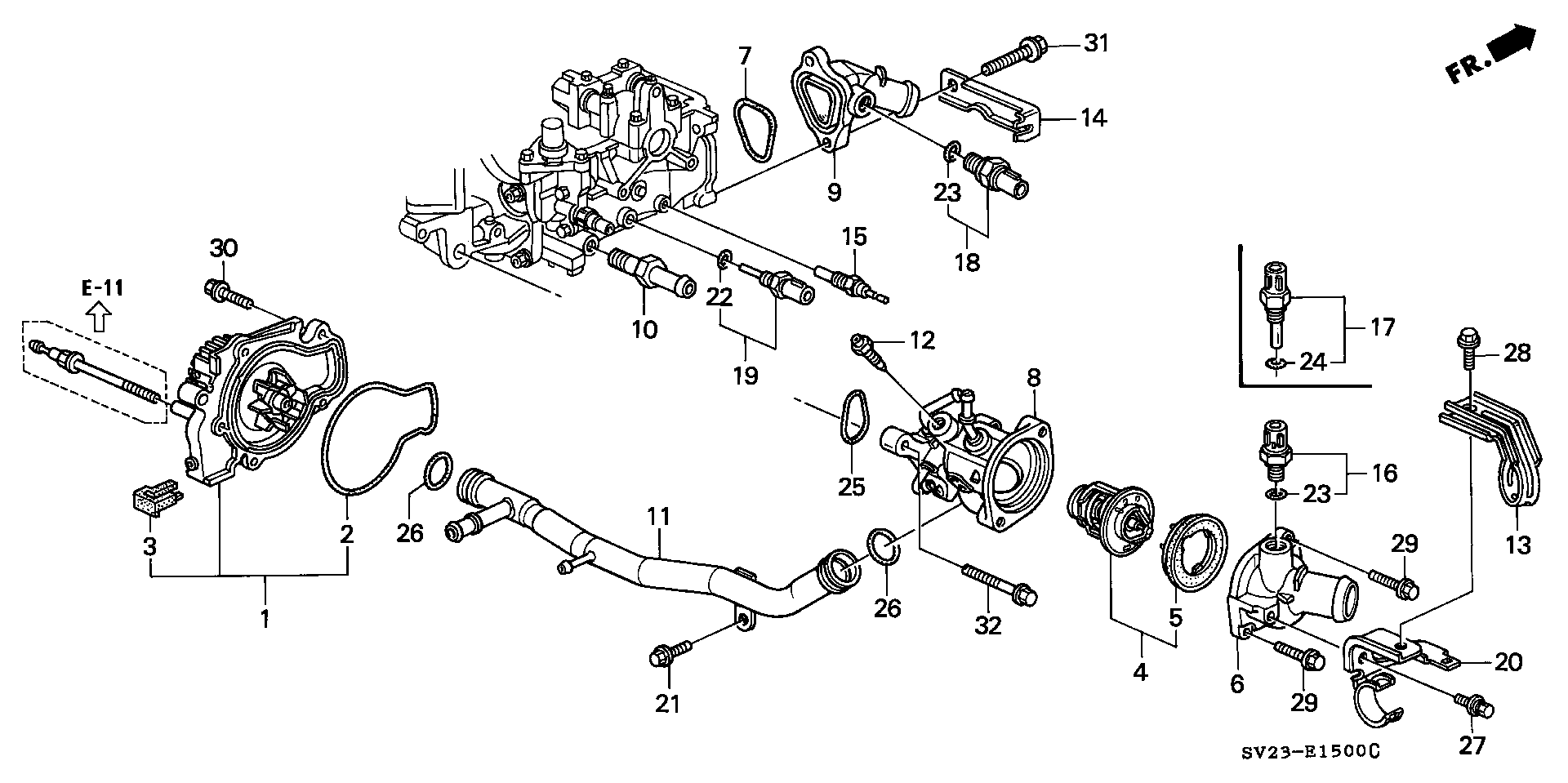 Diagram WATER PUMP@SENSOR for your Honda Accord Coupe  