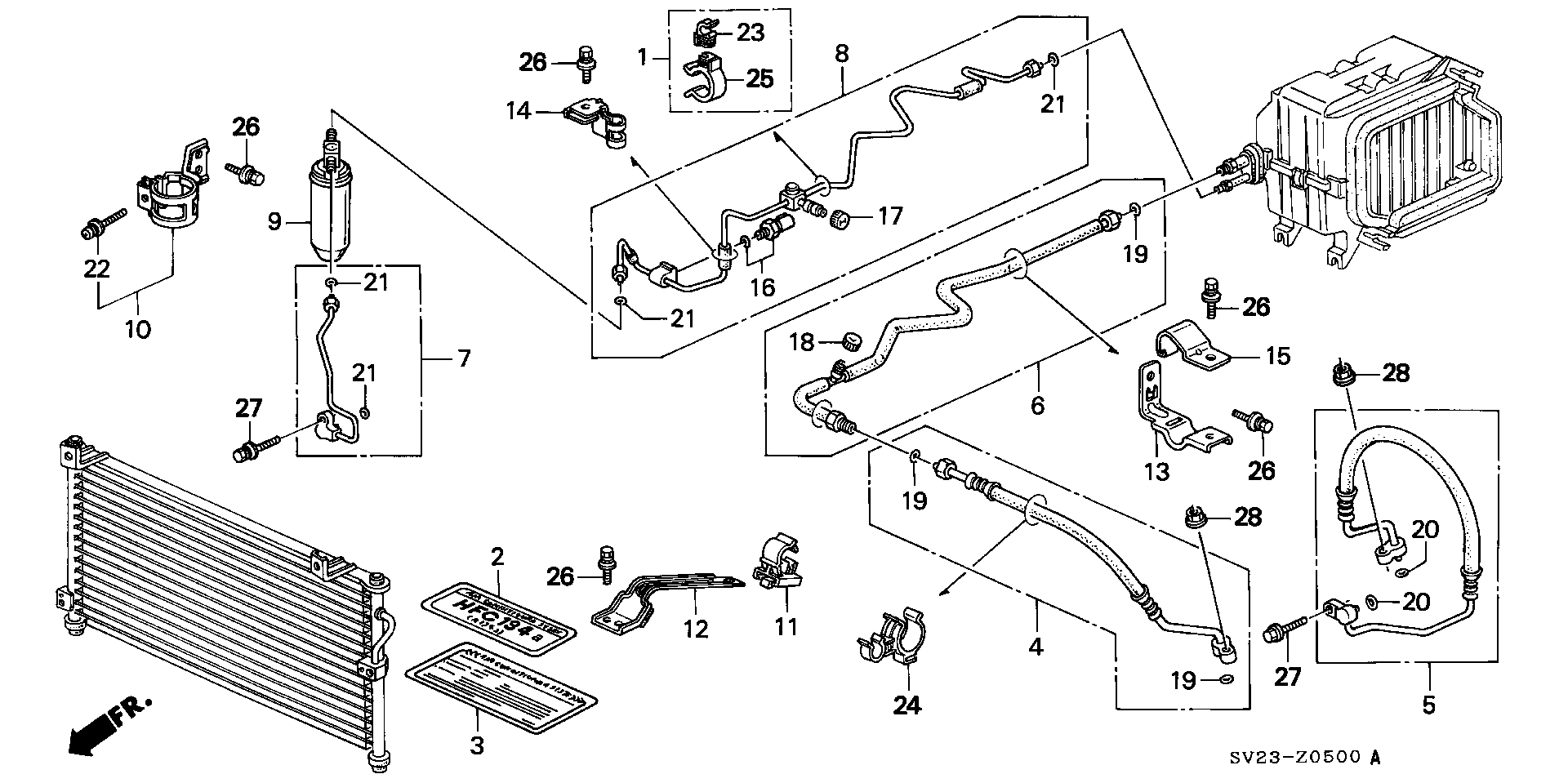 Honda Accord Coupe Receiver. Hoses, pipes, dx, hvac - 80351-SV1-A11 ...