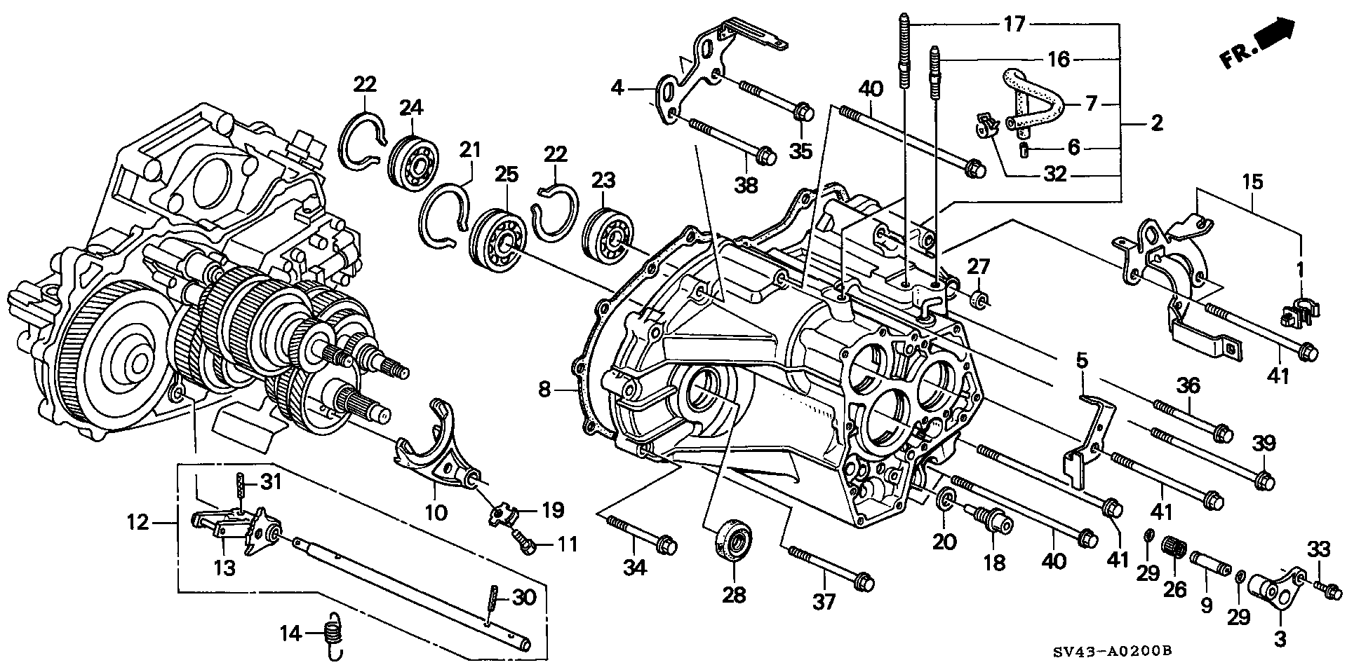 Diagram TRANSMISSION HOUSING for your 1990 Honda Accord Coupe 2.2L AT LX 