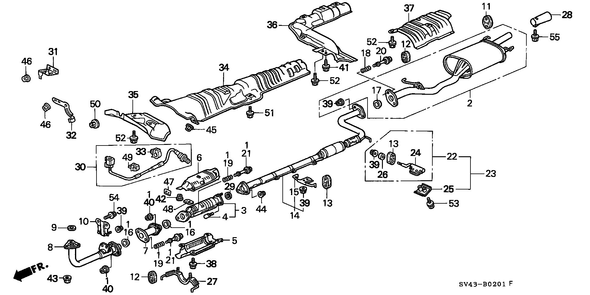 Diagram EXHAUST PIPE (2) for your Honda