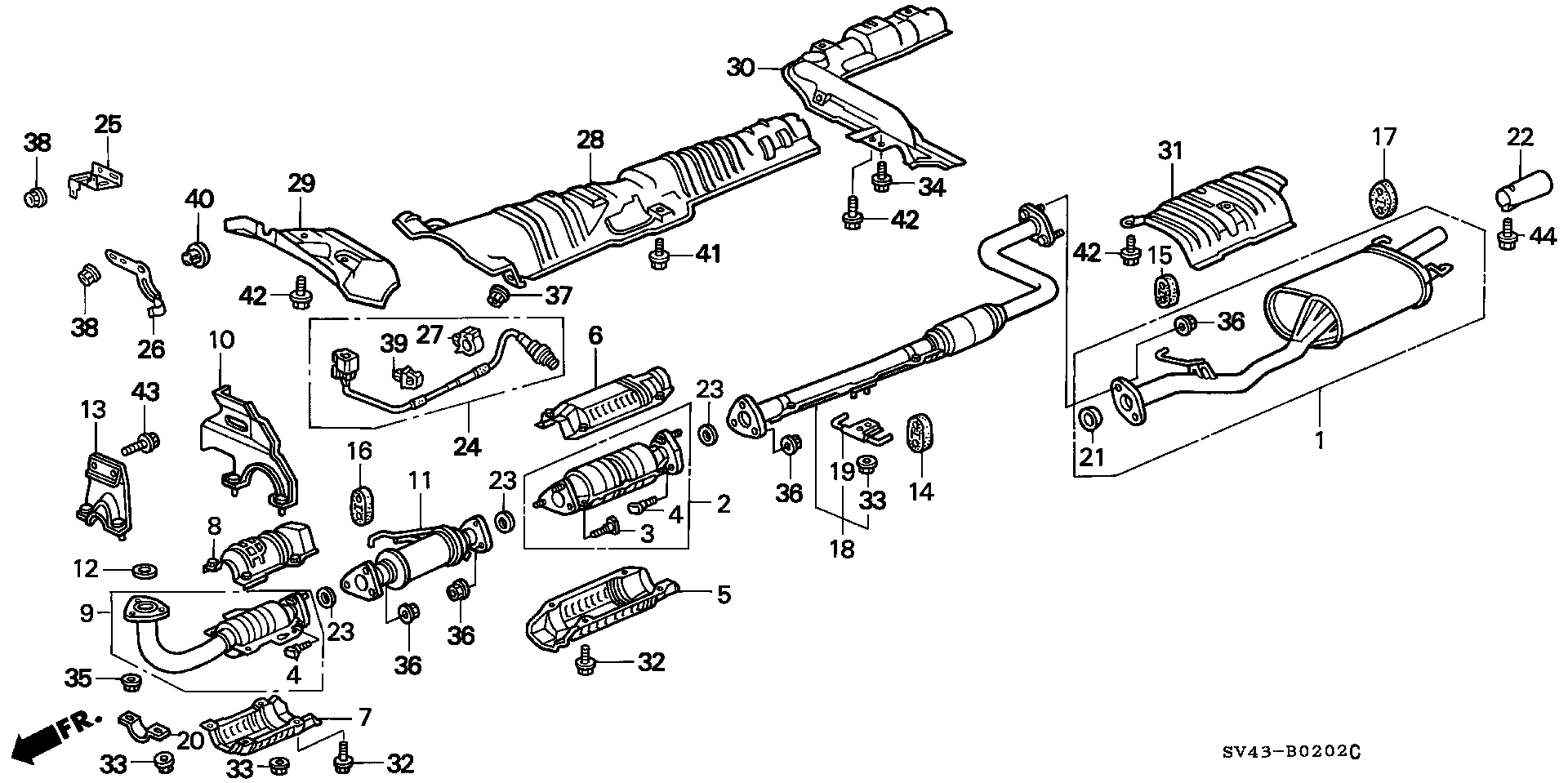 Diagram EXHAUST PIPE ('95-'97 KL LX,SE) (3) for your Honda Accord  