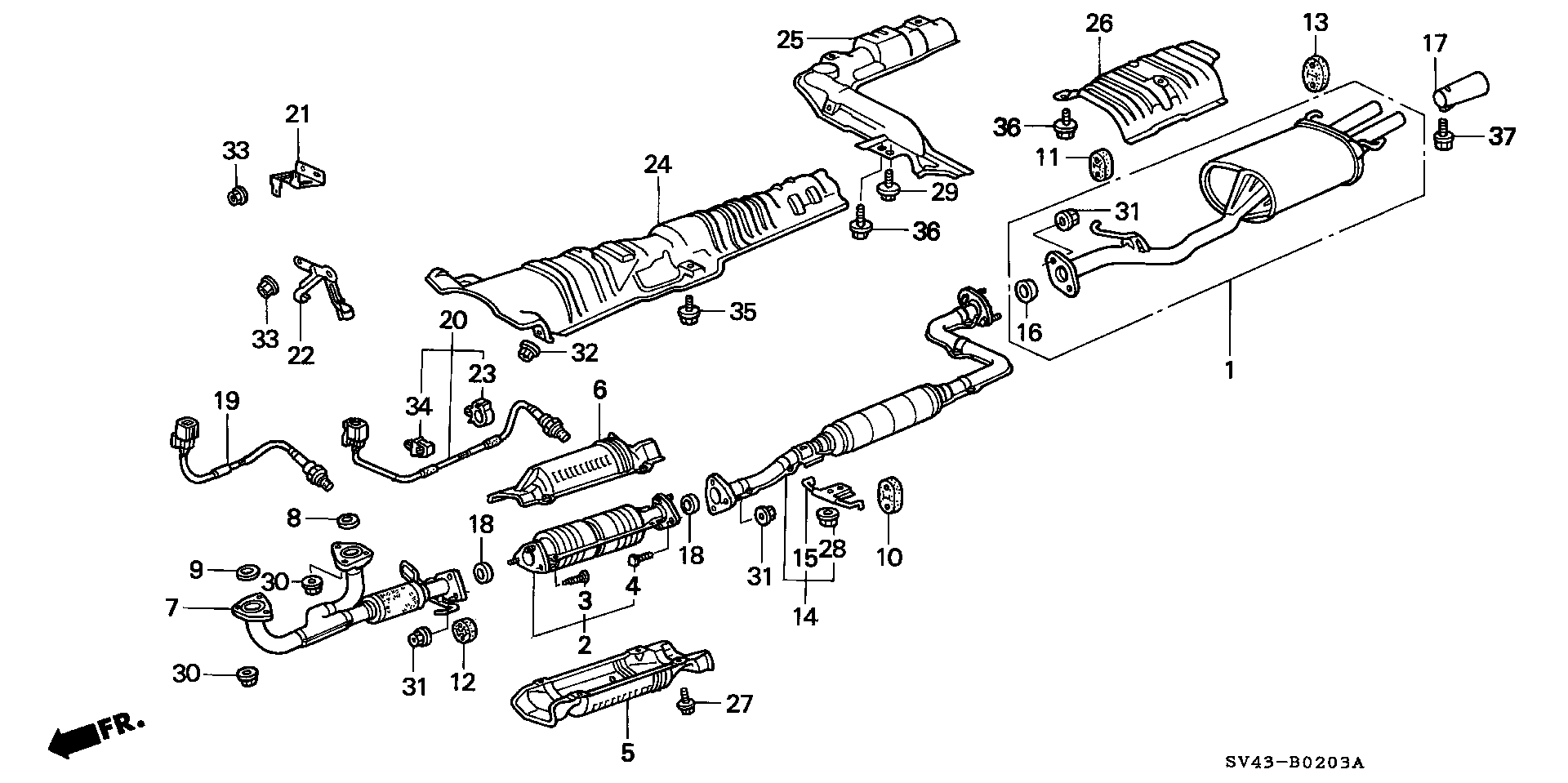 Diagram EXHAUST PIPE (V6) for your Honda Accord  