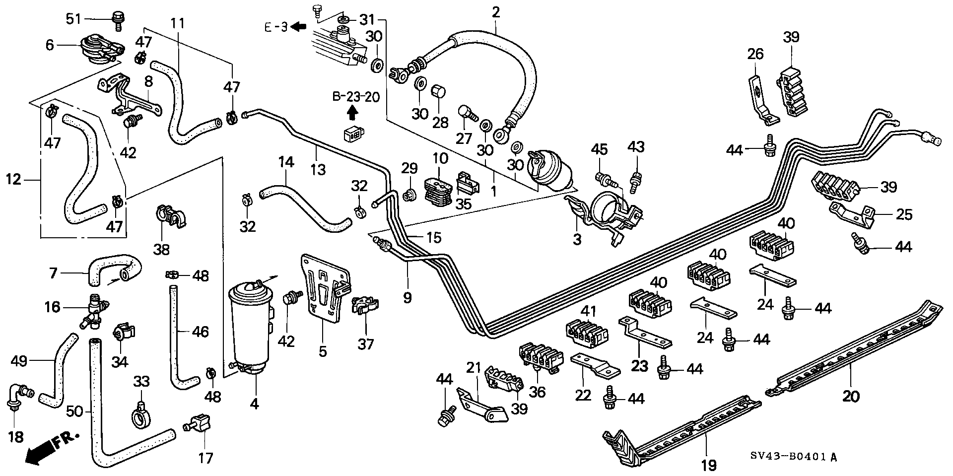 Diagram FUEL PIPE ('95 KL EX) (2) for your 1995 Honda Accord   