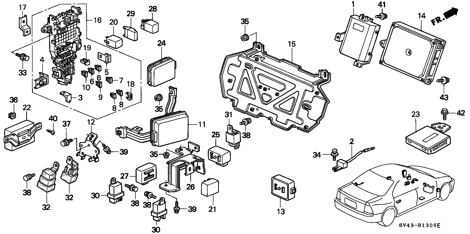 Diagram CONTROL UNIT (CABIN) for your 1990 Honda CRX   