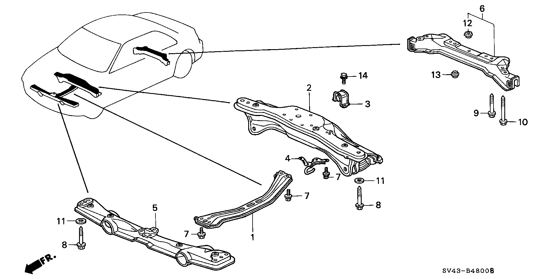 Diagram REAR BEAM@CROSS BEAM for your Honda