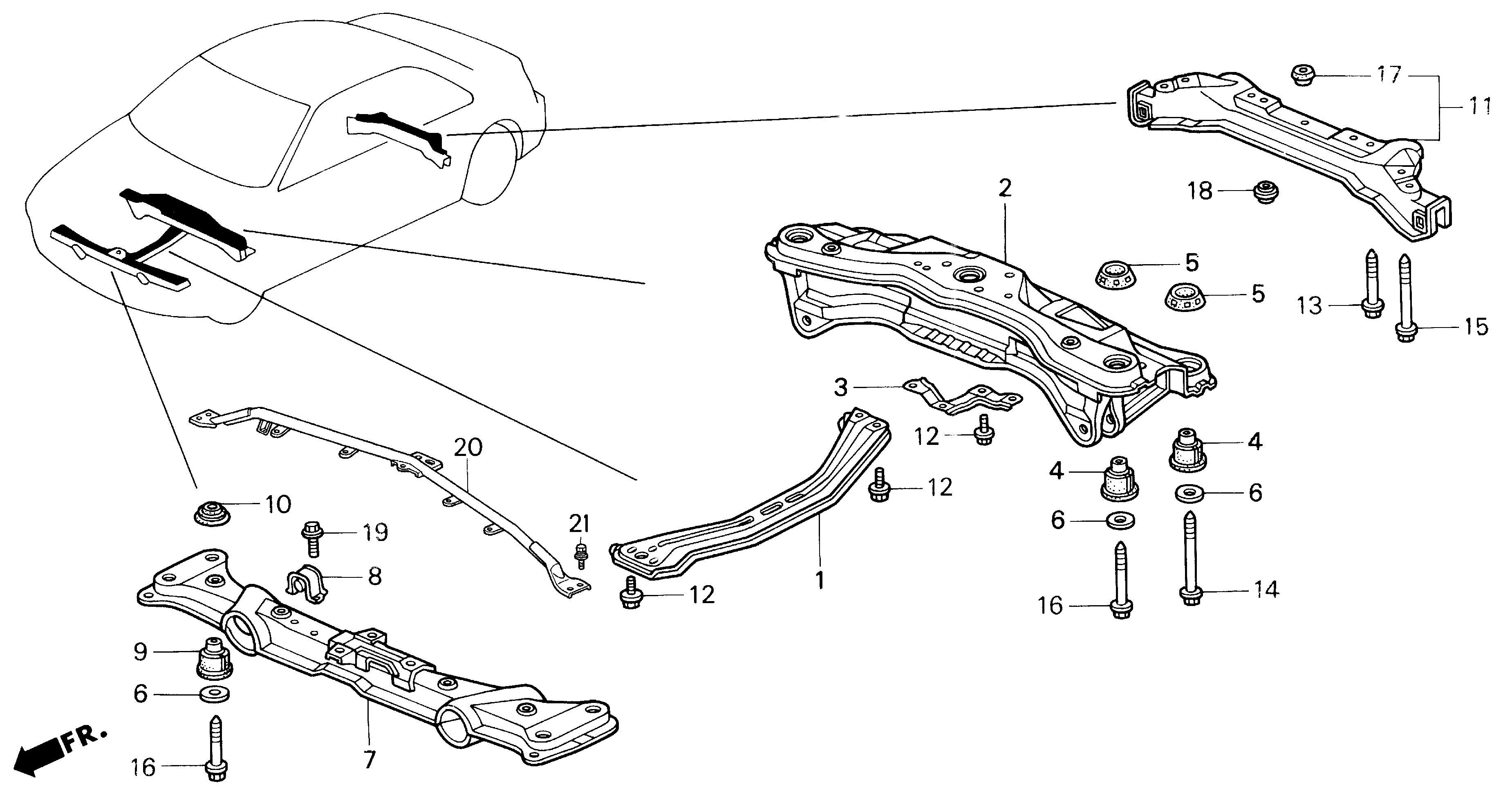 Diagram REAR BEAM@CROSS BEAM (V6) for your Honda