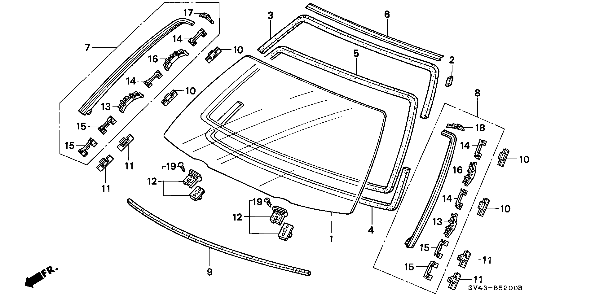 Diagram FRONT WINDSHIELD for your Honda