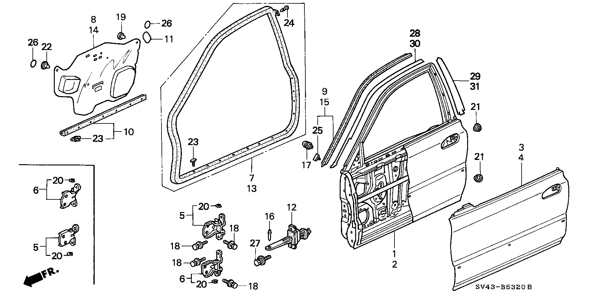 Diagram FRONT DOOR PANELS for your 1990 Honda Civic Wagon   