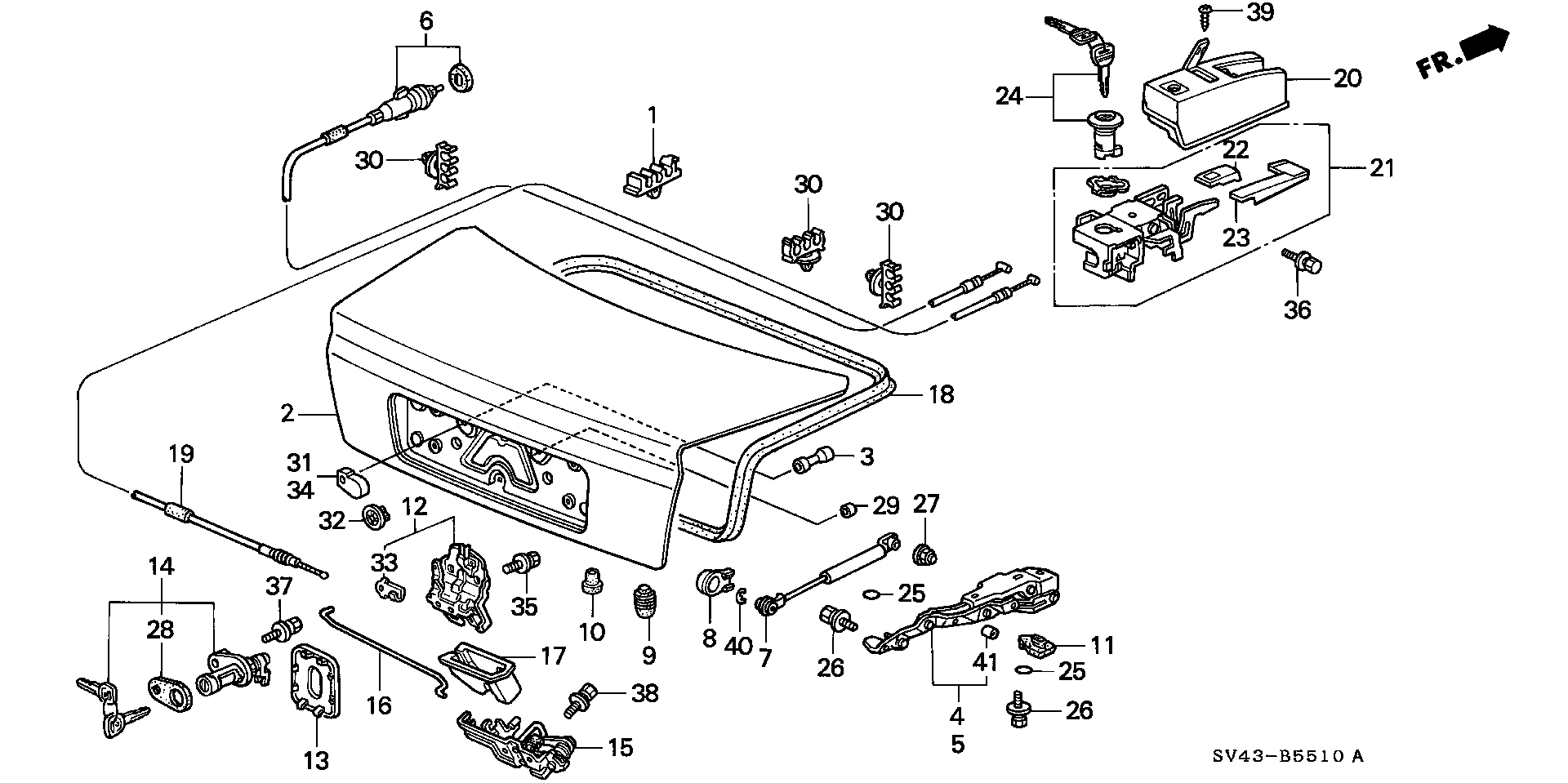 Diagram TRUNK LID (1) for your Honda