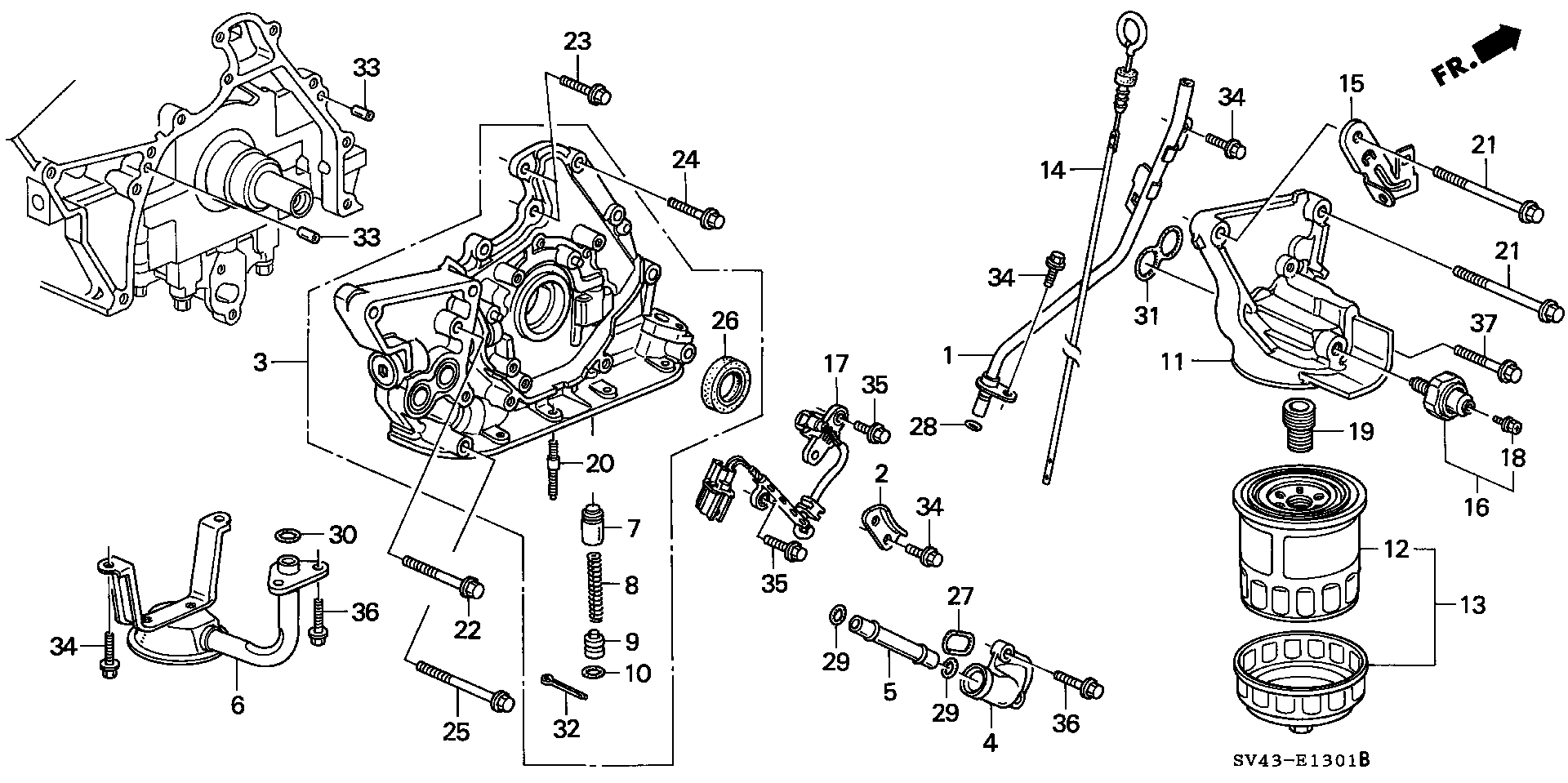 Diagram OIL PUMP@OIL STRAINER (V6) for your 2000 Honda Civic Hatchback   