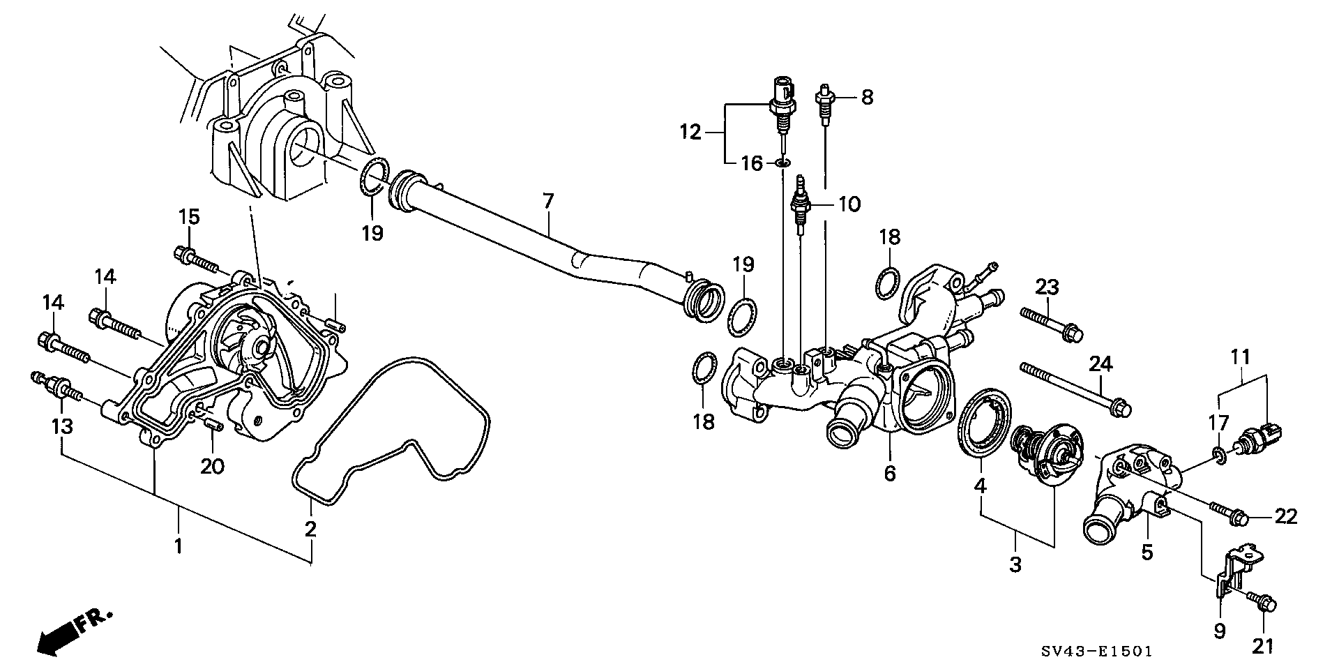 Diagram WATER PUMP@SENSOR (V6) for your 1982 Honda Civic Hatchback   