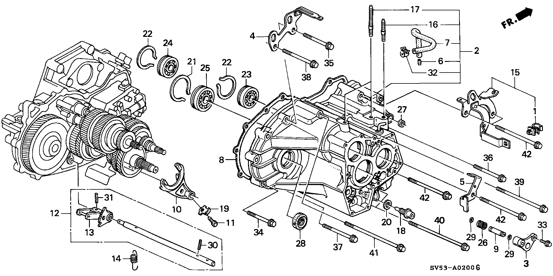 Diagram TRANSMISSION HOUSING for your 1990 Honda Accord Coupe 2.2L AT LX 