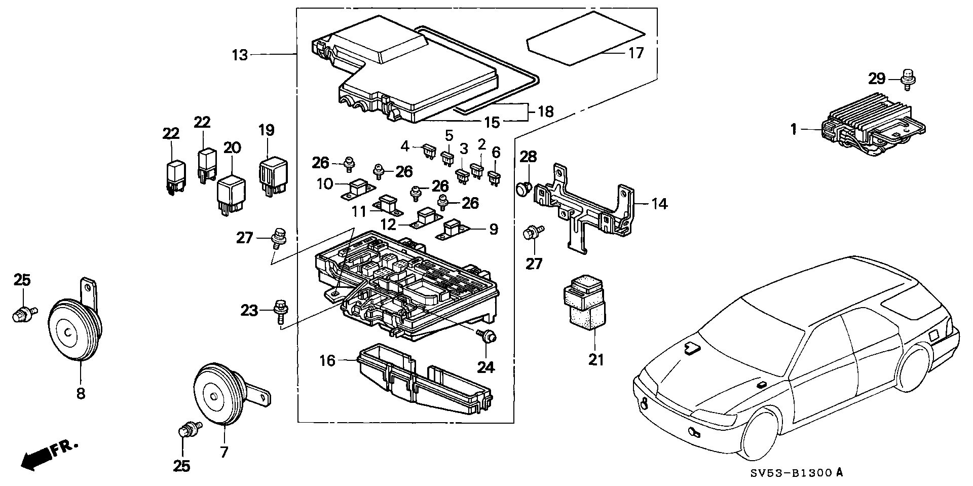 Diagram CONTROL UNIT (ENGINE ROOM) for your 1995 Honda