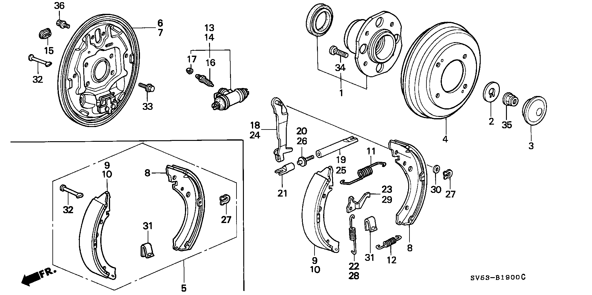 Diagram REAR BRAKE (DRUM) for your 2009 Honda Accord   